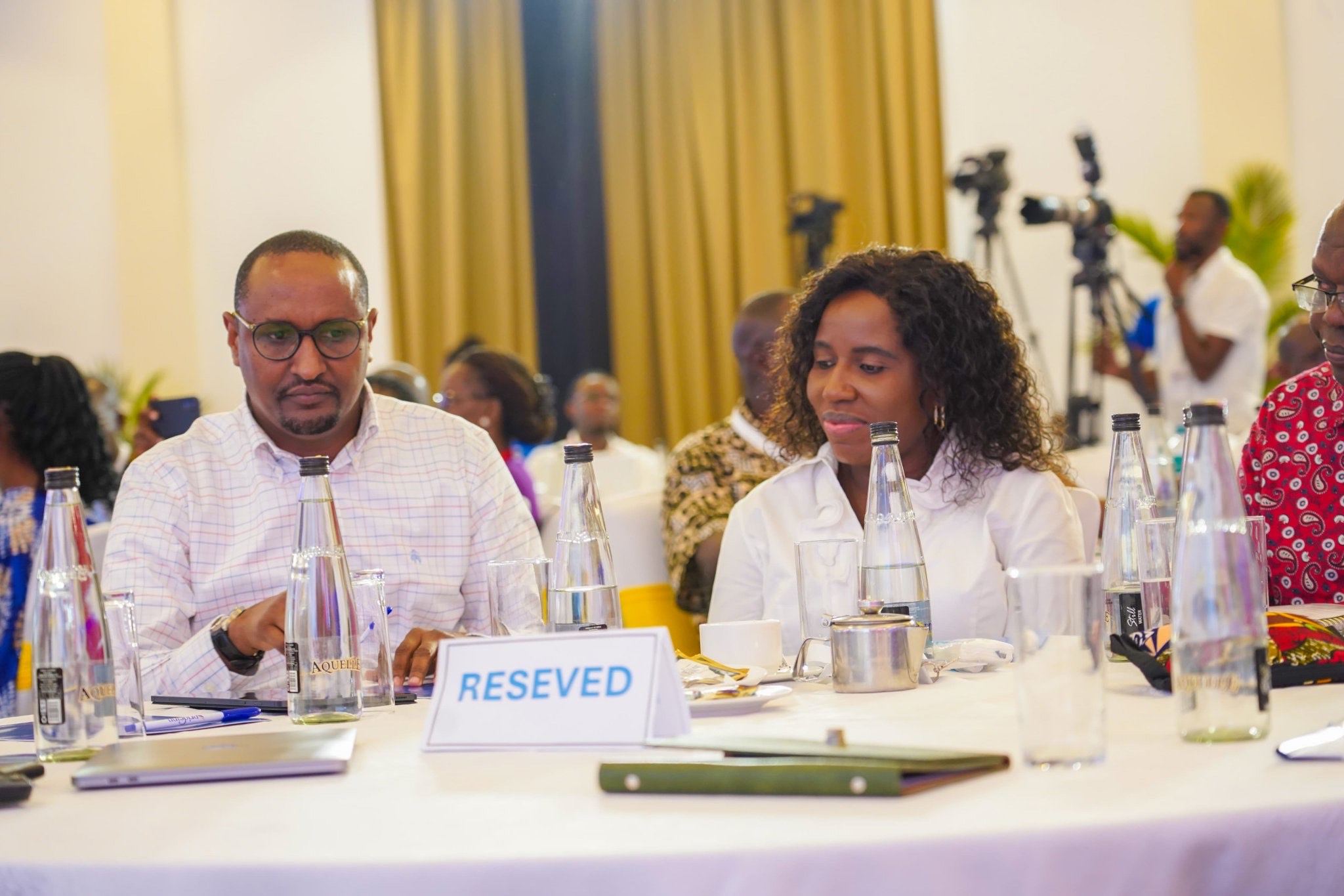 PS State Department for Youth Affairs and Creative Economy, Ismail Maalim Madey (L)and PS State Department for Higher Education and Research, Dr.Beatrice Inyangala(R)  at the KENIA CEIL Summit 2024 in Shanzu. Photo by Fatma Said