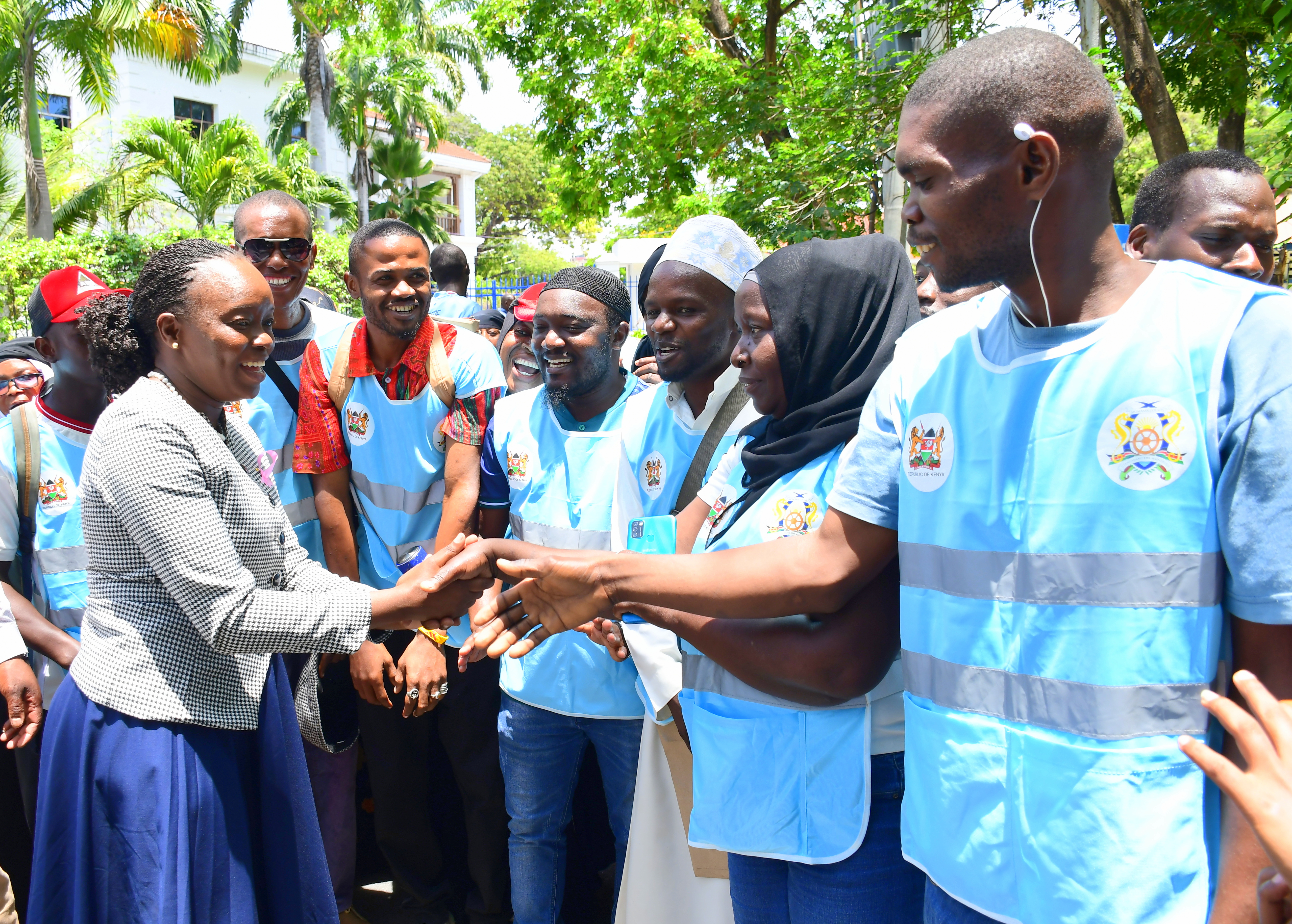 Cabinet Secretary (CS) for Heal Community Health Volunteers (CHVs) and Health CS Deborah Mulongo at the Coast region health facility.  Photos/Andrew Hinga