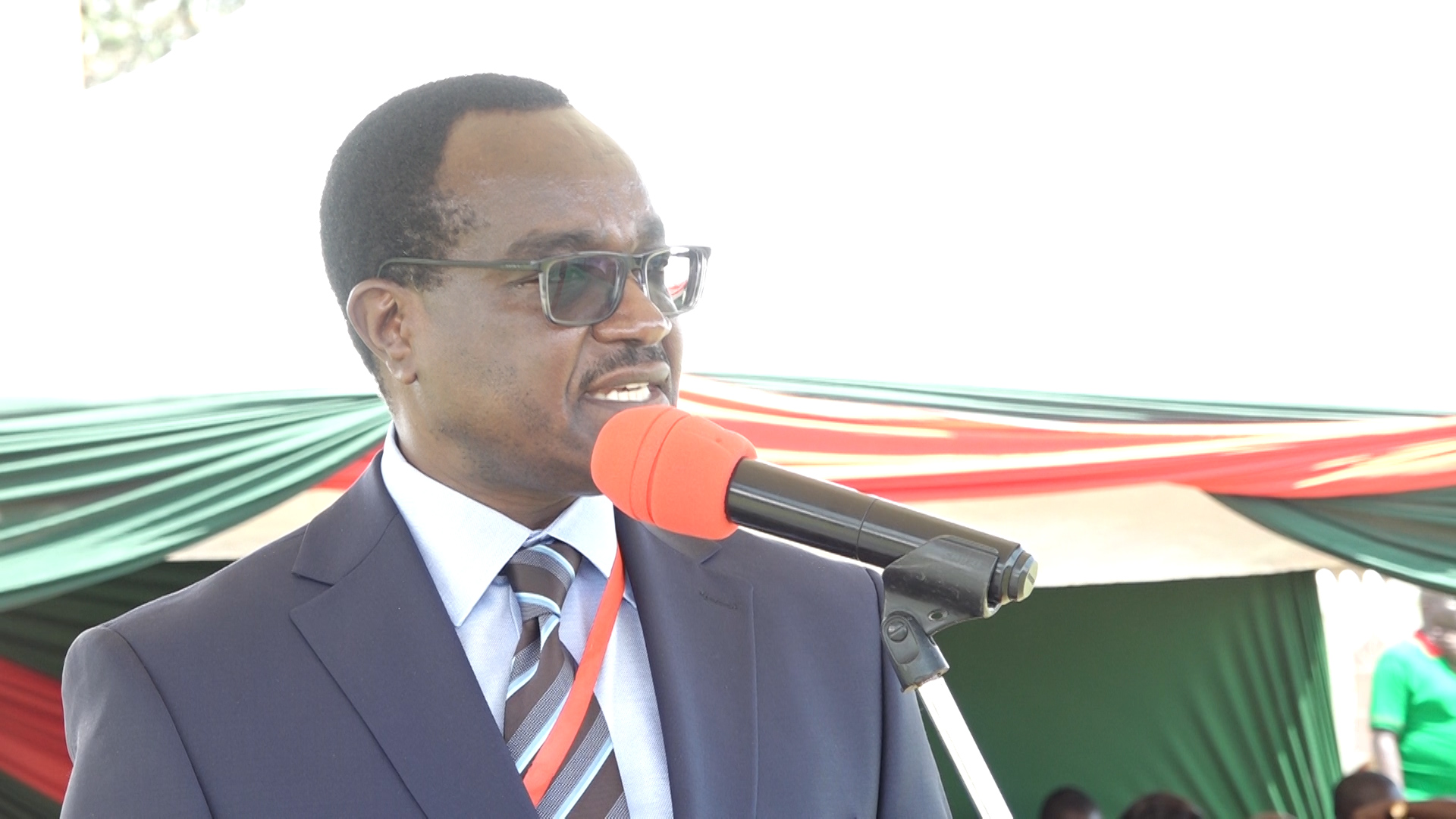 Education Cabinet Secretary Julius Ogamba speaking in Nakuru.   Photo/Megg Njoki 