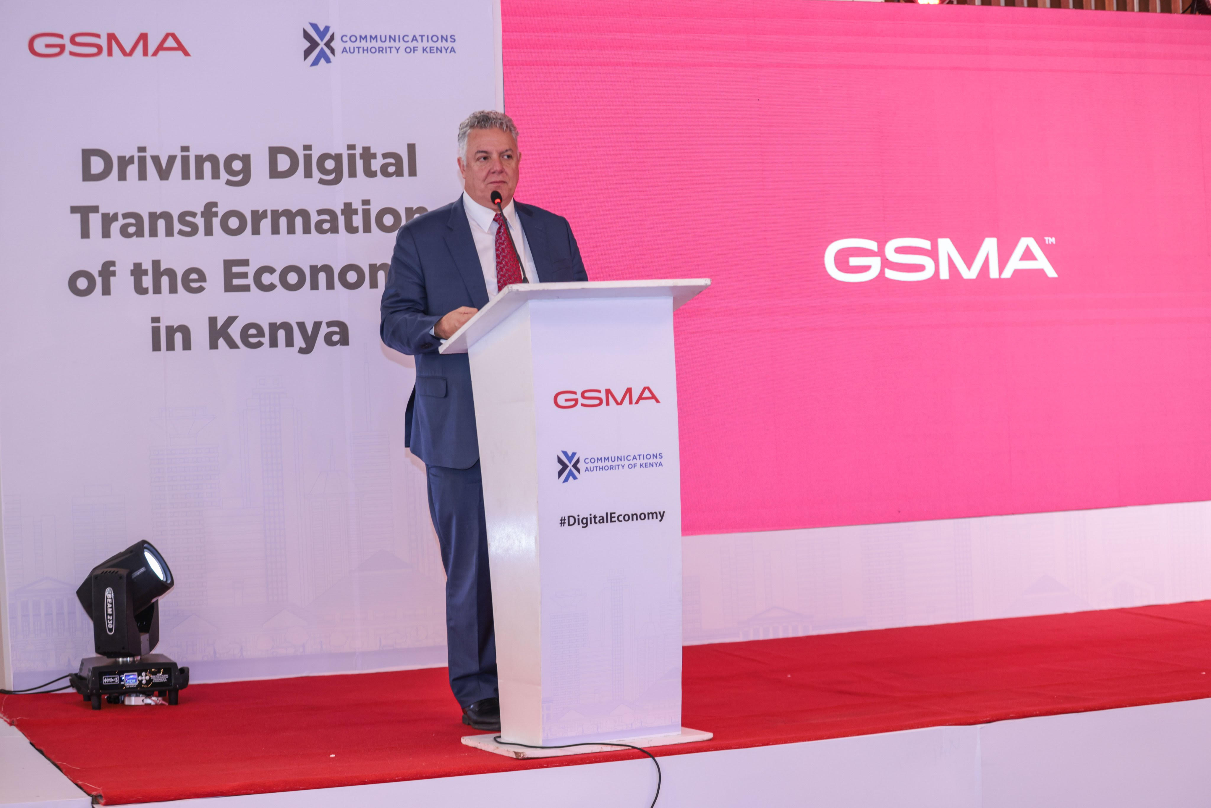 GSMA Chief Regulatory Officer John Giusti giving his remarks at the Kenya digital economy report launch in Nairobi