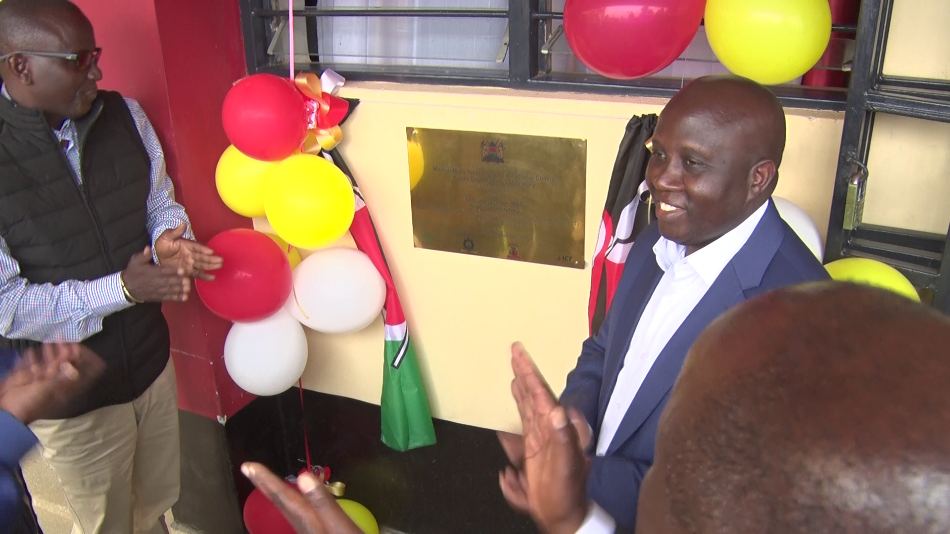 ICT and Digital Economy Principal Secretary Eng. John Tanui launch a digital hub at Maasai Mara Technical and Voluntary College, looking on is Narok East MP Ken Aramat