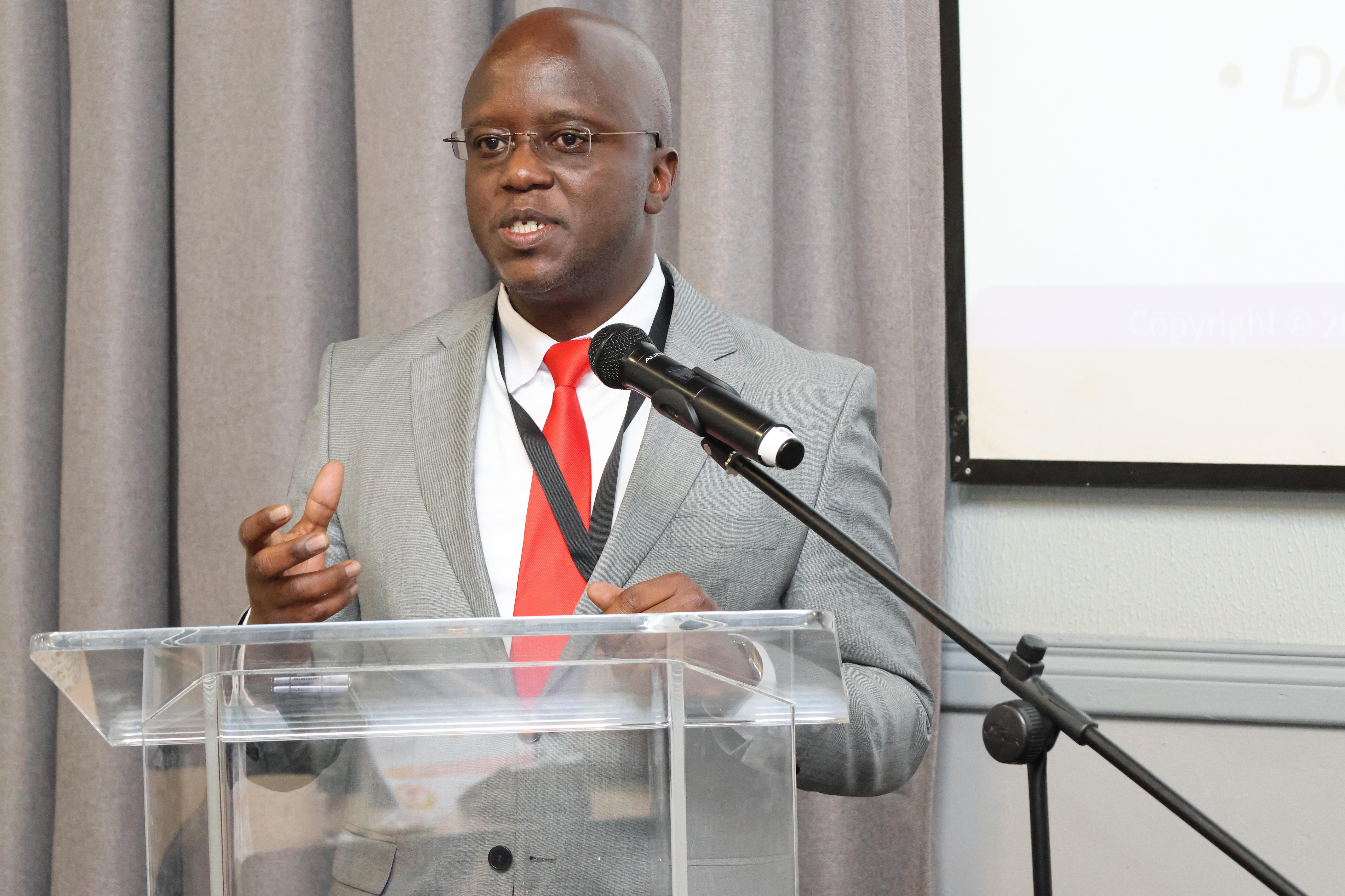 Kenya Accreditation Service CEO Dr. Walter Ongeti speaking during the 15th African Accreditation Cooperation (AFRAC) General Assembly and Meetings in Johannesburg, South Africa.