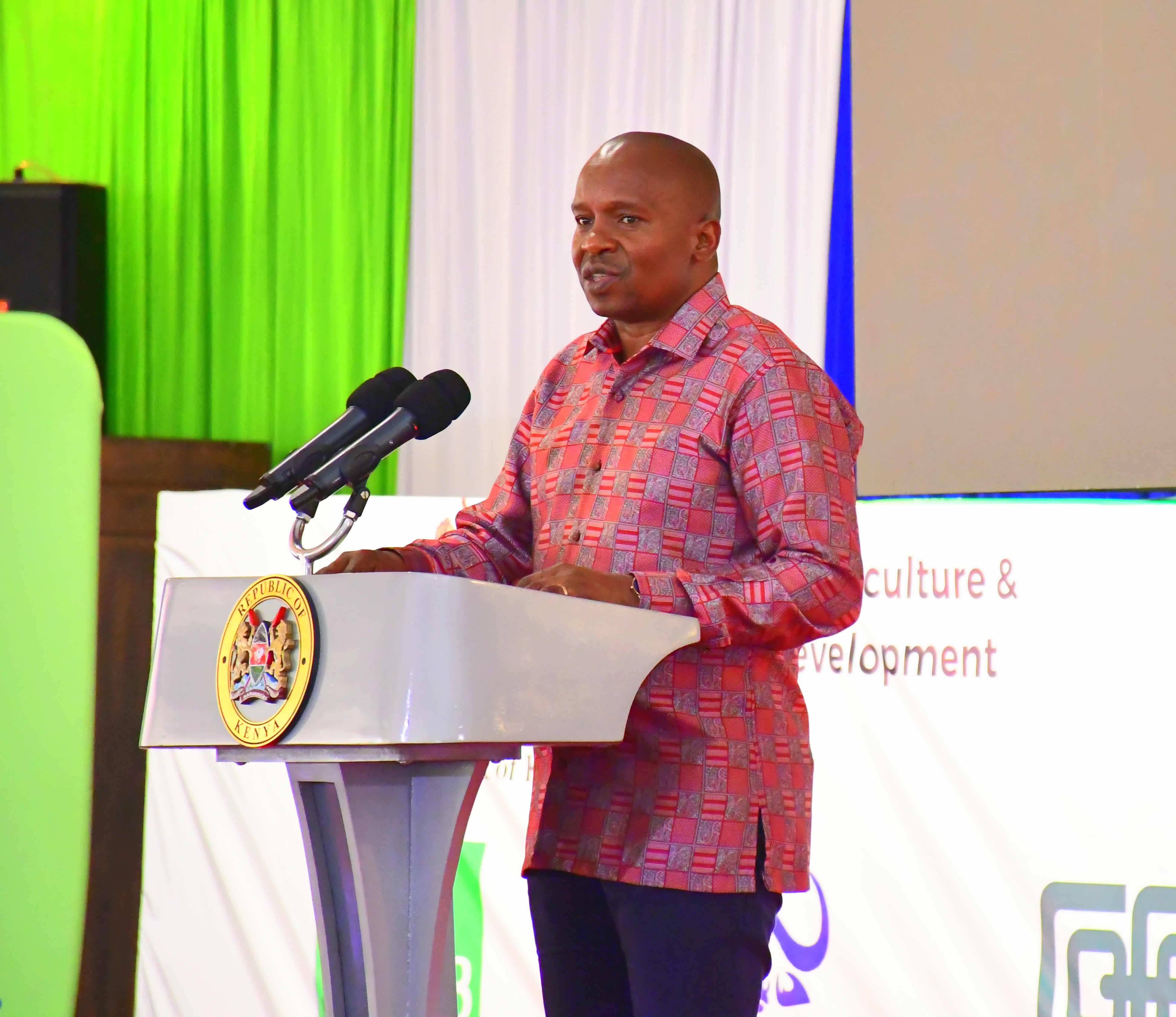 Deputy President (DP) Kithure Kindiki, gives keynote address when he officially opened the Tea Board of Kenya (TBK) centenary celebrations, in Mombasa. Photos/Andrew Hinga
