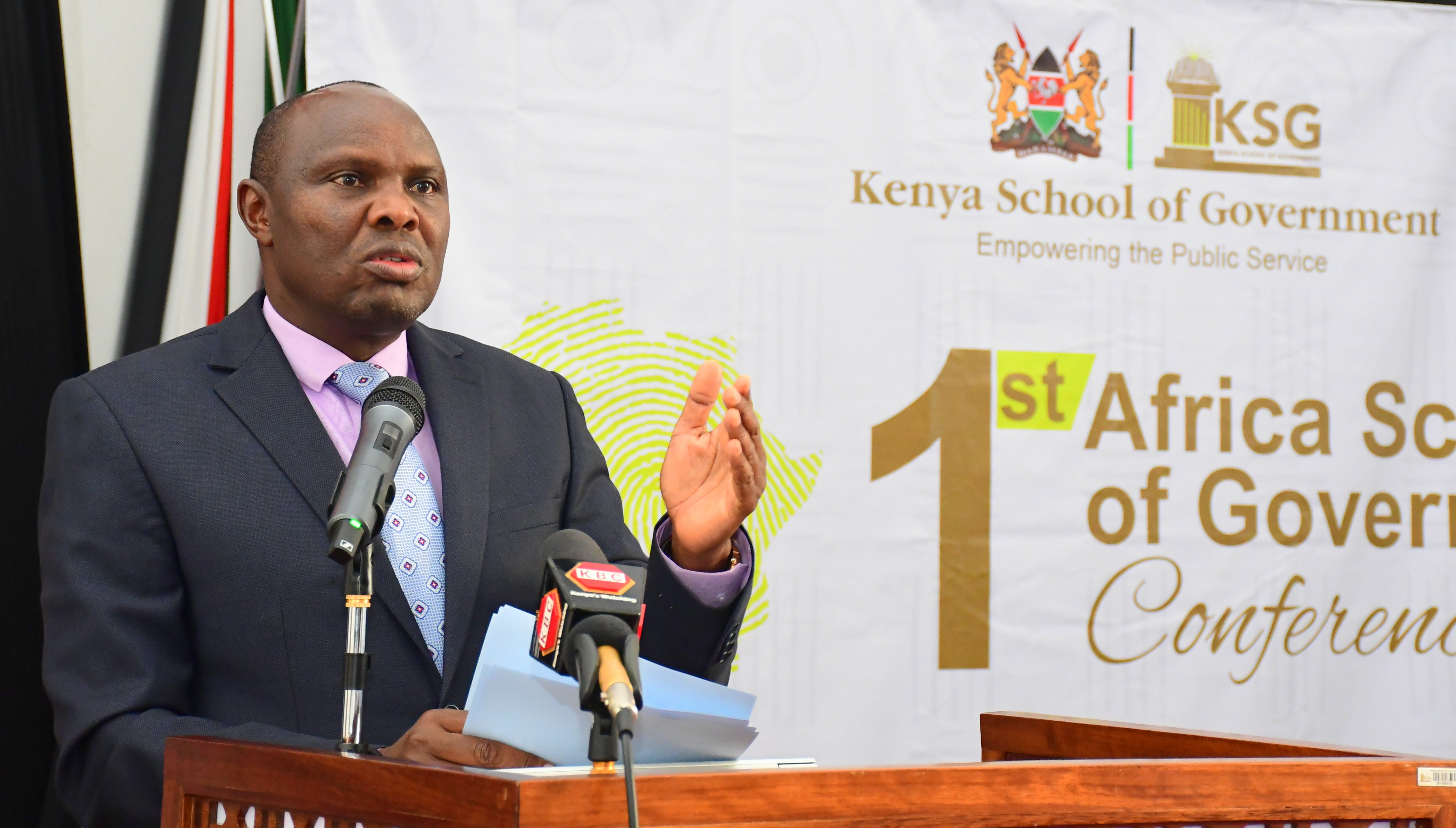 Head of Public Service Felix Koskei gives keynote remarks when officially closing the 1st Africa Schools of Governance conference at Kenya School of Government (KSG), Mombasa. Photo/Andrew Hinga