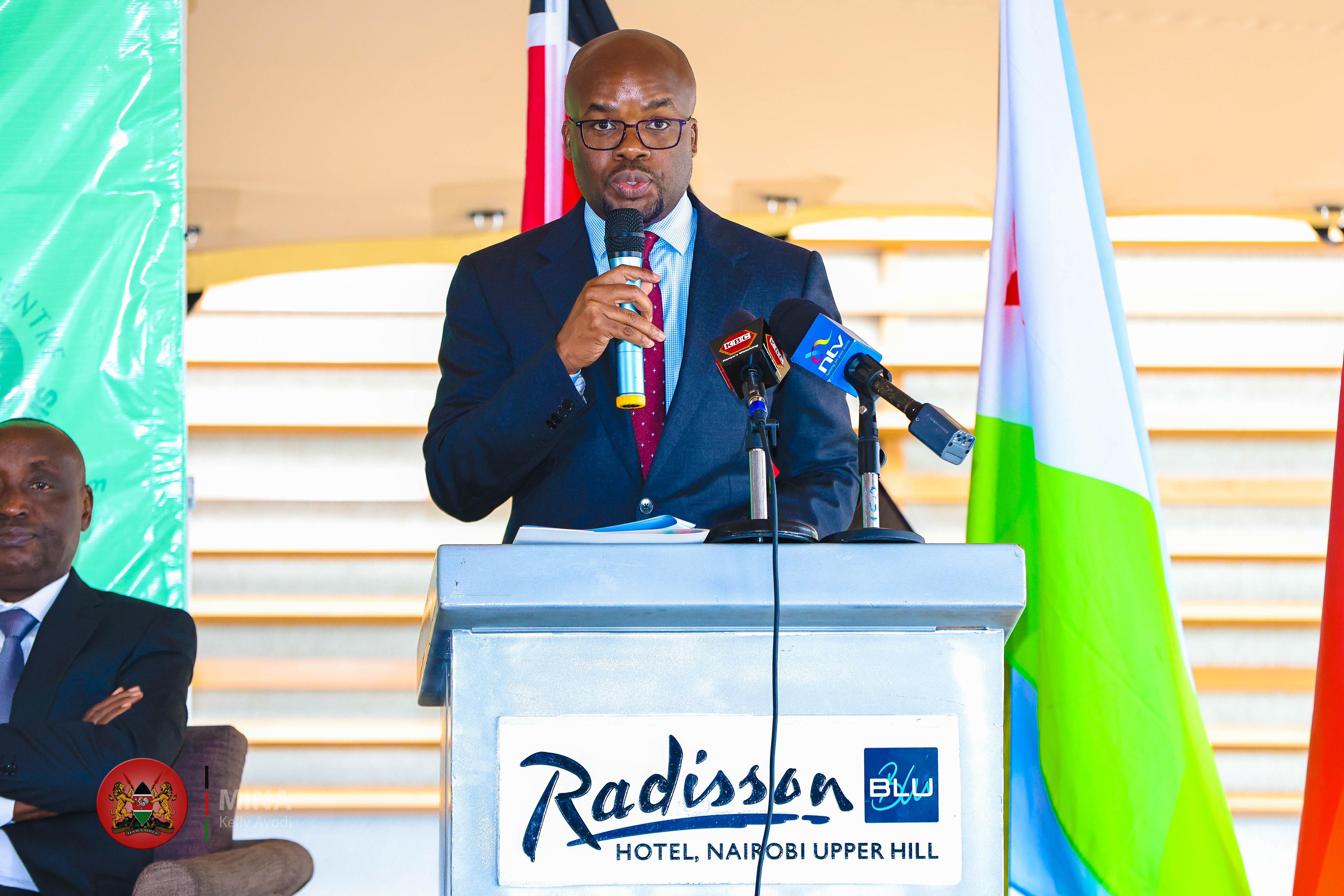 Principal Secretary for Interior and National Administration Dr. Raymond Omollo speaking during the 15th RECSA Technical Advisory Committee meeting on Small Arms and Light Weapons held in Nairobi.
