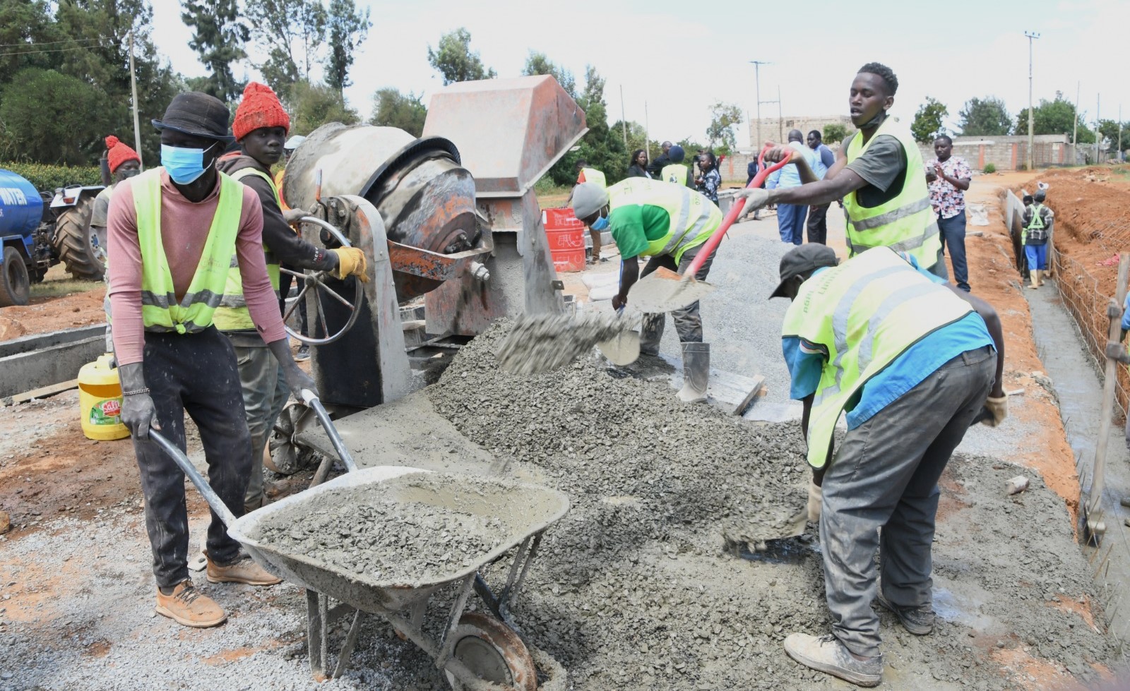 Ongoing improvement of road to bitumen standards in Maili Inne informal settlement.