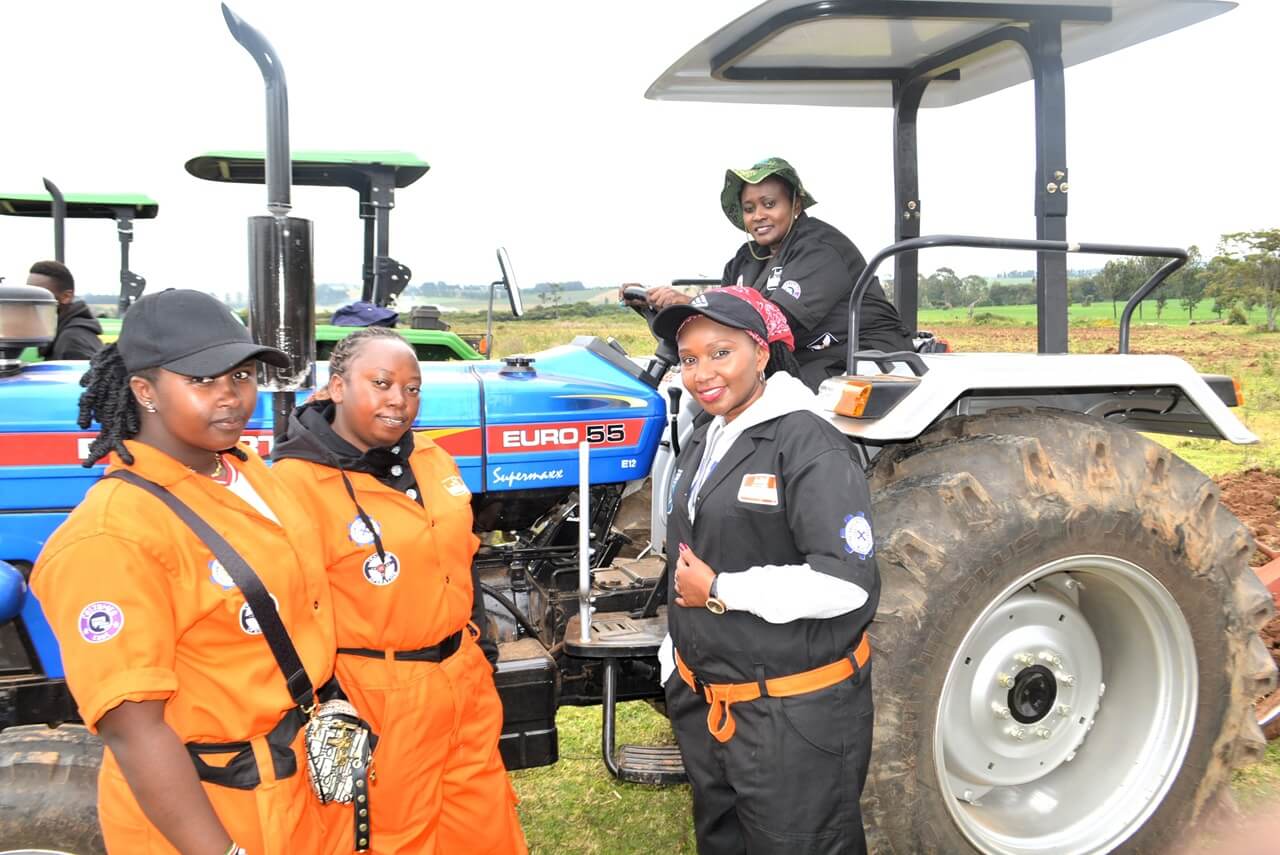 Some of the women farmers being trained on mechanized farming.