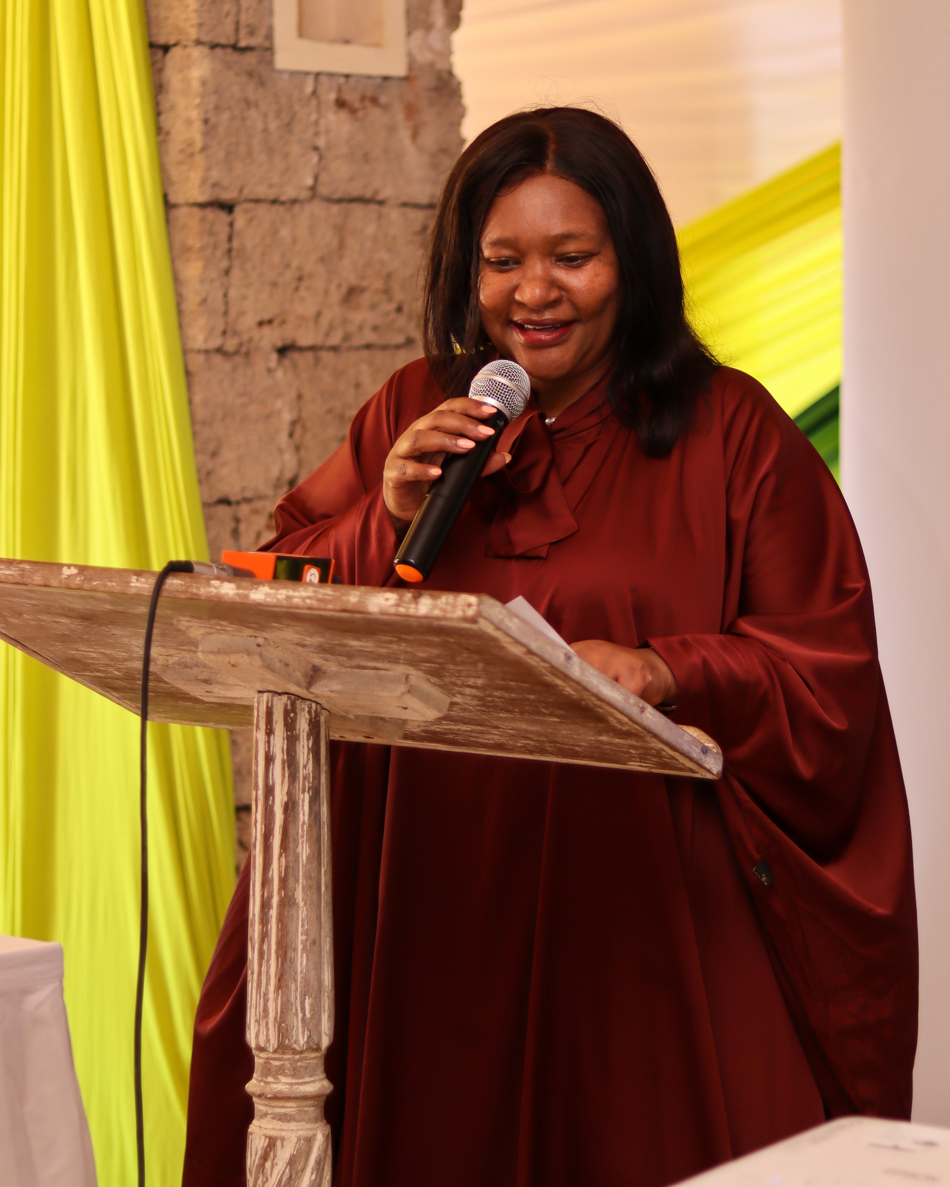 The Cabinet Secretary for Tourism and Wildlife, Rebecca Miano, addressing the stakeholders during the workshop.