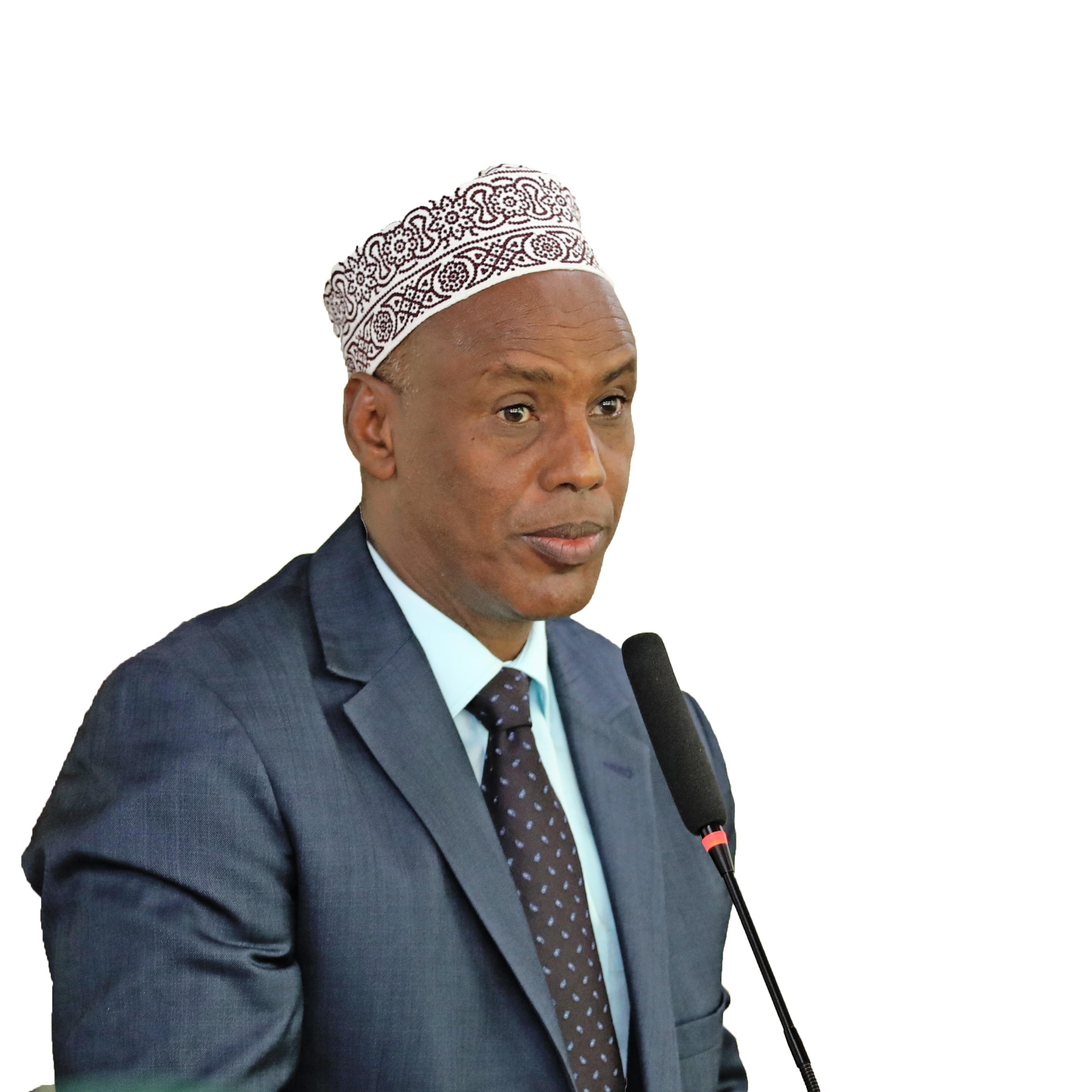 Bishar Elmo Director for Livestock State Department for Livestock Ministry of Agriculture speaking during the stakeholders validation of the feasibility study on pasture and fodder value chain at a Machakos hotel. Photo/ Dancun Kintet