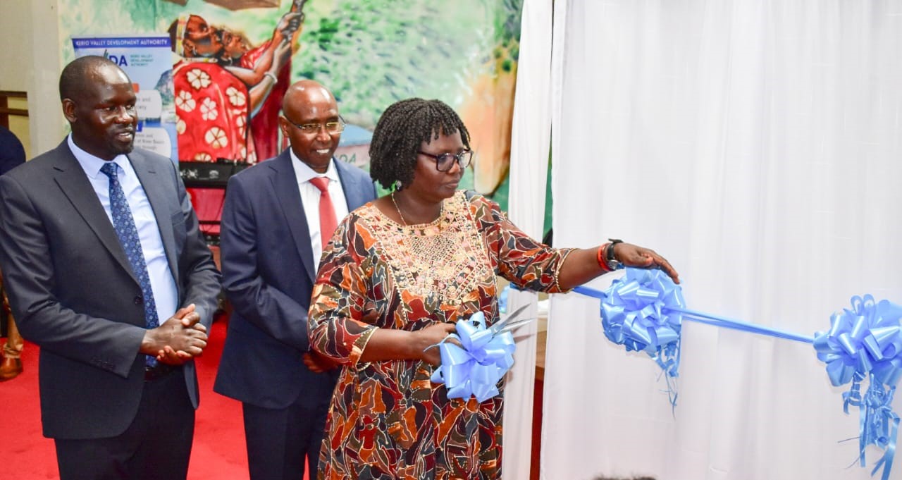 East African community, the Asals and Regional Development Cabinet Secretary,  Beatrice Askul launching the 2023-2027 KVDA strategic plan in Eldoret.