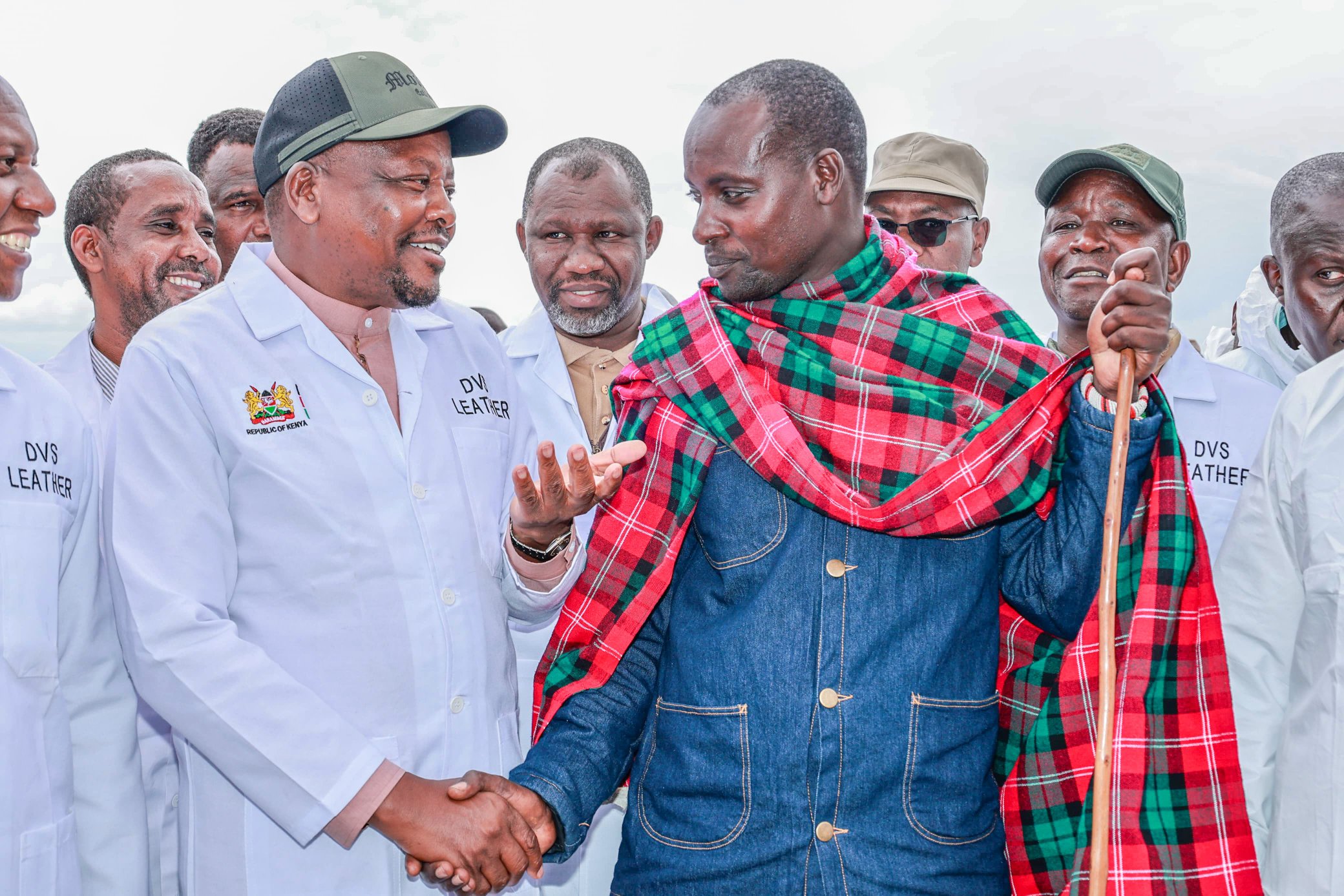 Agriculture CS Mutahi Kagwe at Kisargegei livestock holding ground in Laikipia County.