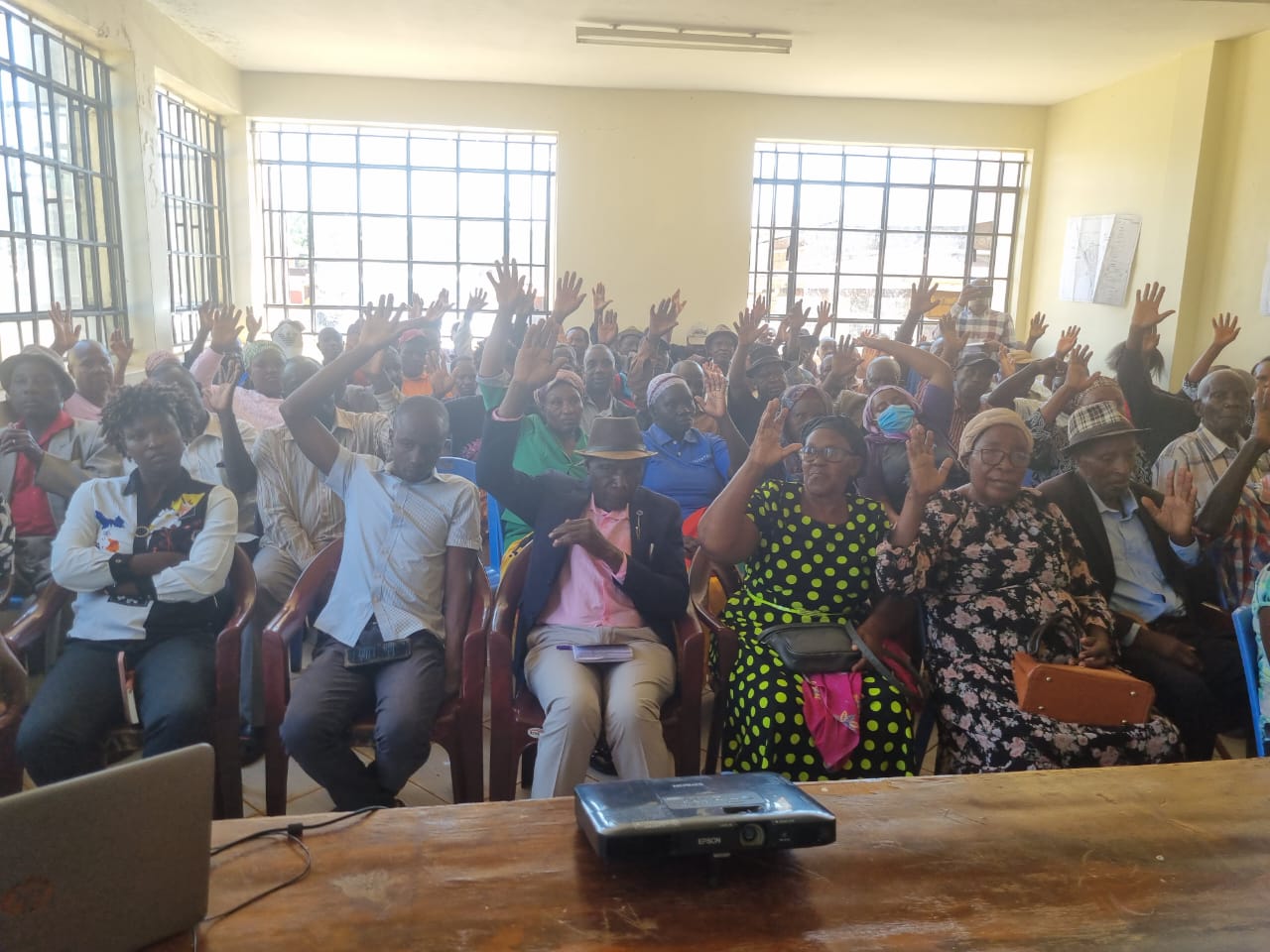 A group of informal settlers from Daraja Mbili, Marani and Keumbu areas in Kisii attending a stakeholder engagement exercise in Marani Sub County, Kisii County 