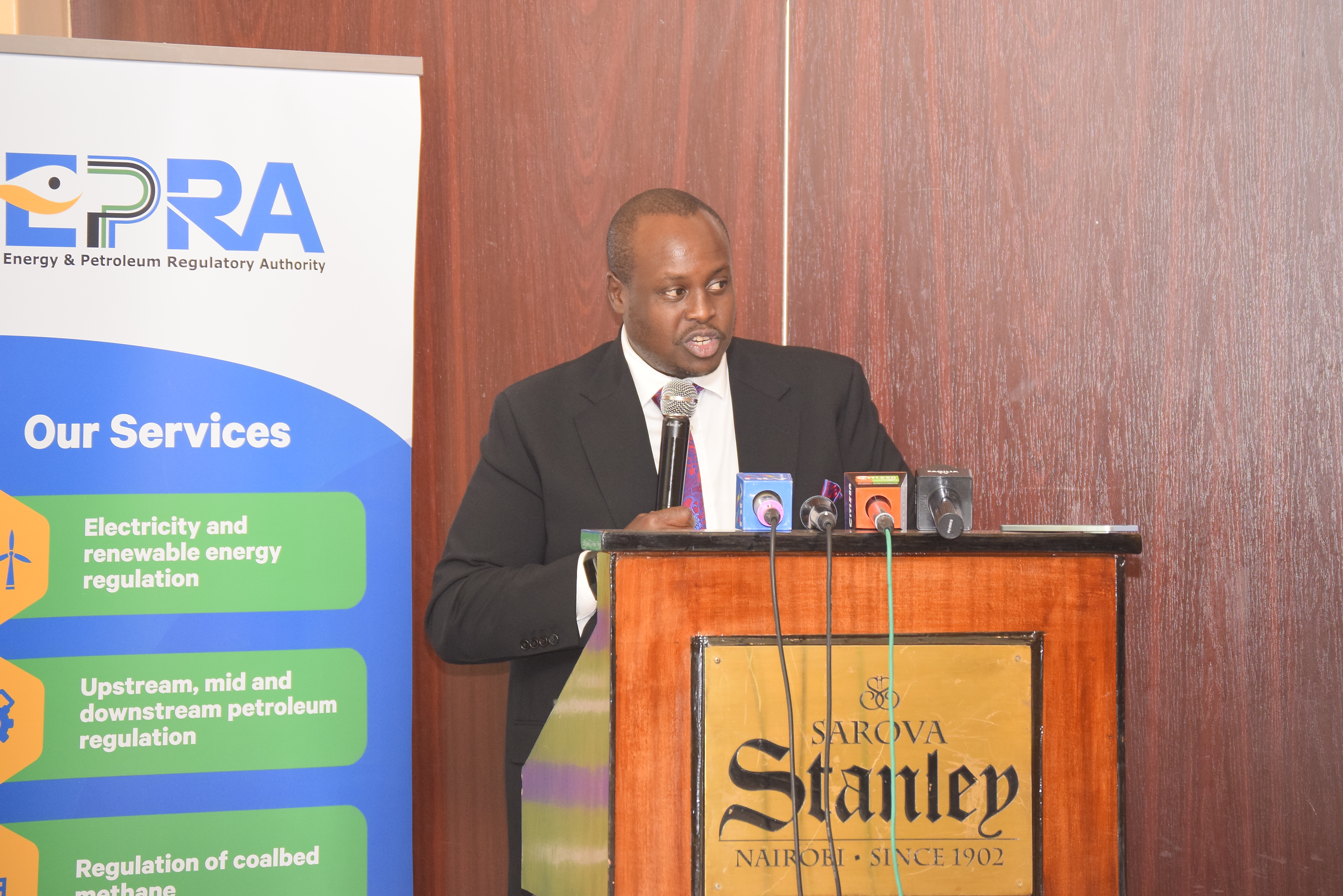The Energy and Petroleum Regulatory Authority, (EPRA) Director General, Daniel Kiptoo speaking during a media round table on the Cost-of-Service Study (COSSOP) in the petroleum sector in Nairobi.