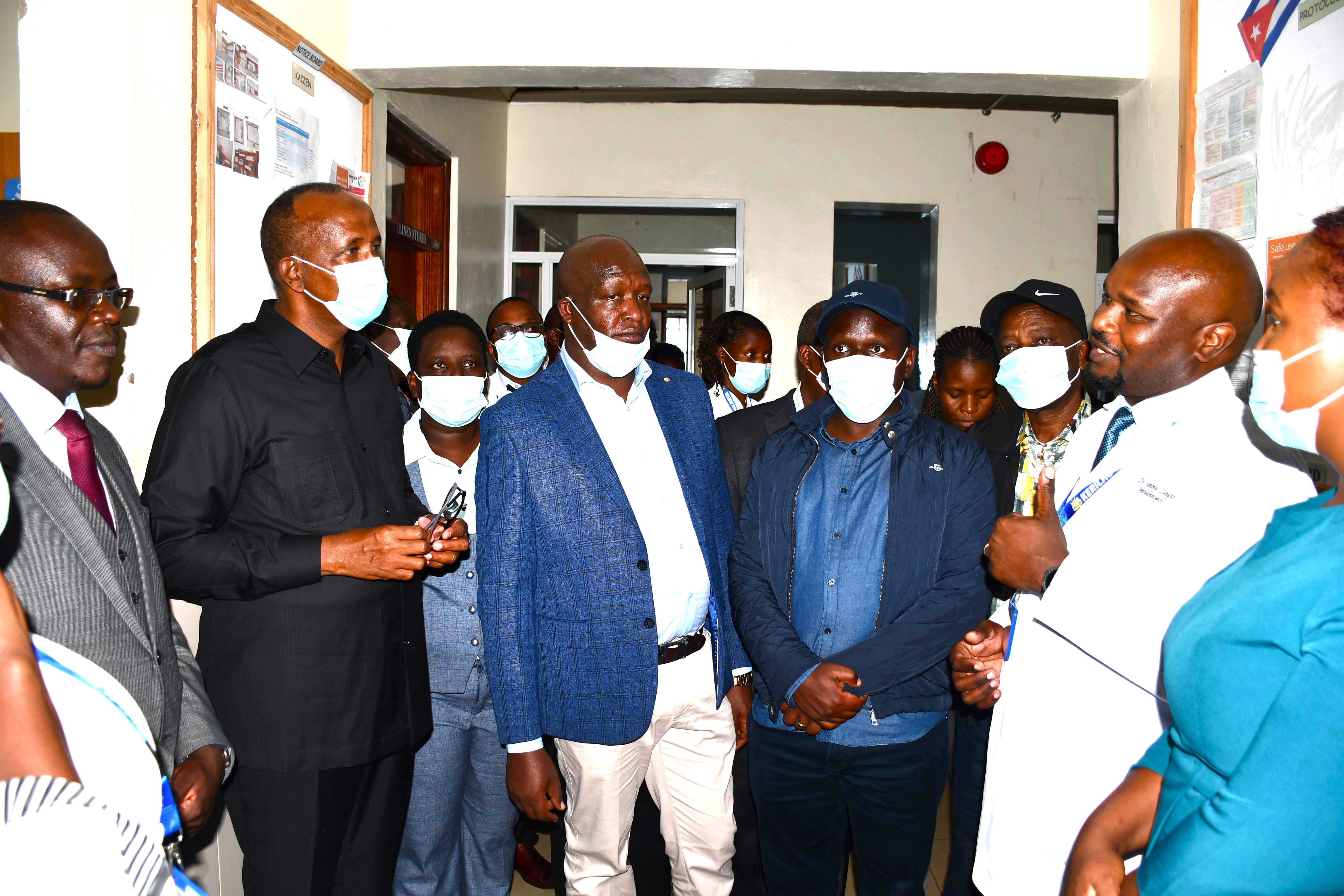 Health Cabinet Secretary Mr. Aden Duale assessing the state of the Kericho County Referral Hospital accompanied by the Kericho County Governor Dr. Eric Mutai and Kericho Senator Aaron Cheruiyot among other leaders