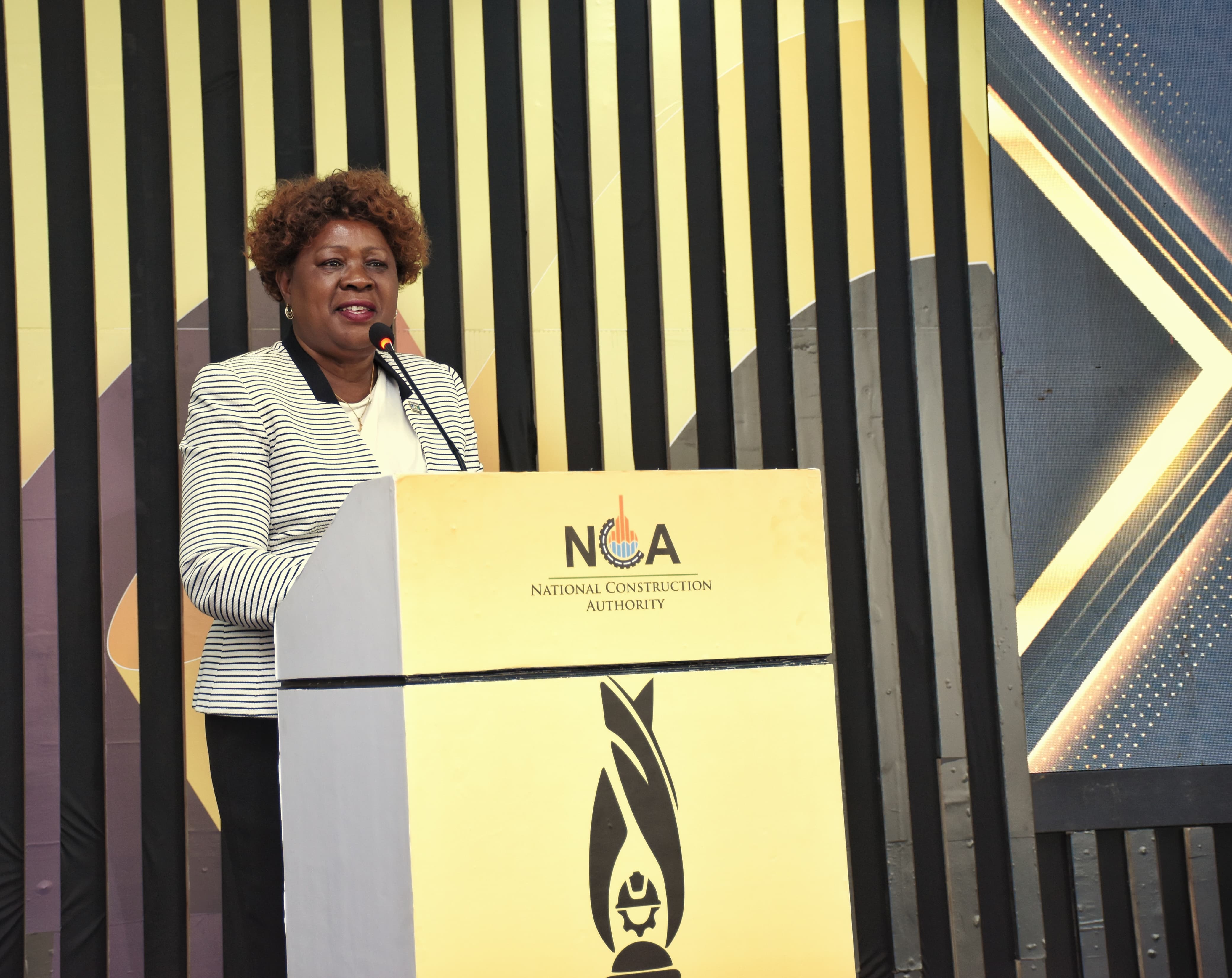 Lands, Public Works, Housing and Urban Development Cabinet Secretary, Alice Wahome, speaking during the official launch of the Construction Excellence Awards in Nairobi. PHOTO/DANIEL KAMAU