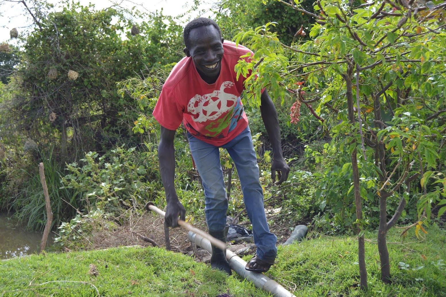 Mukare Mpusia, 43, who is abled differently at his farm in Naroosura area, Narok South Sub County