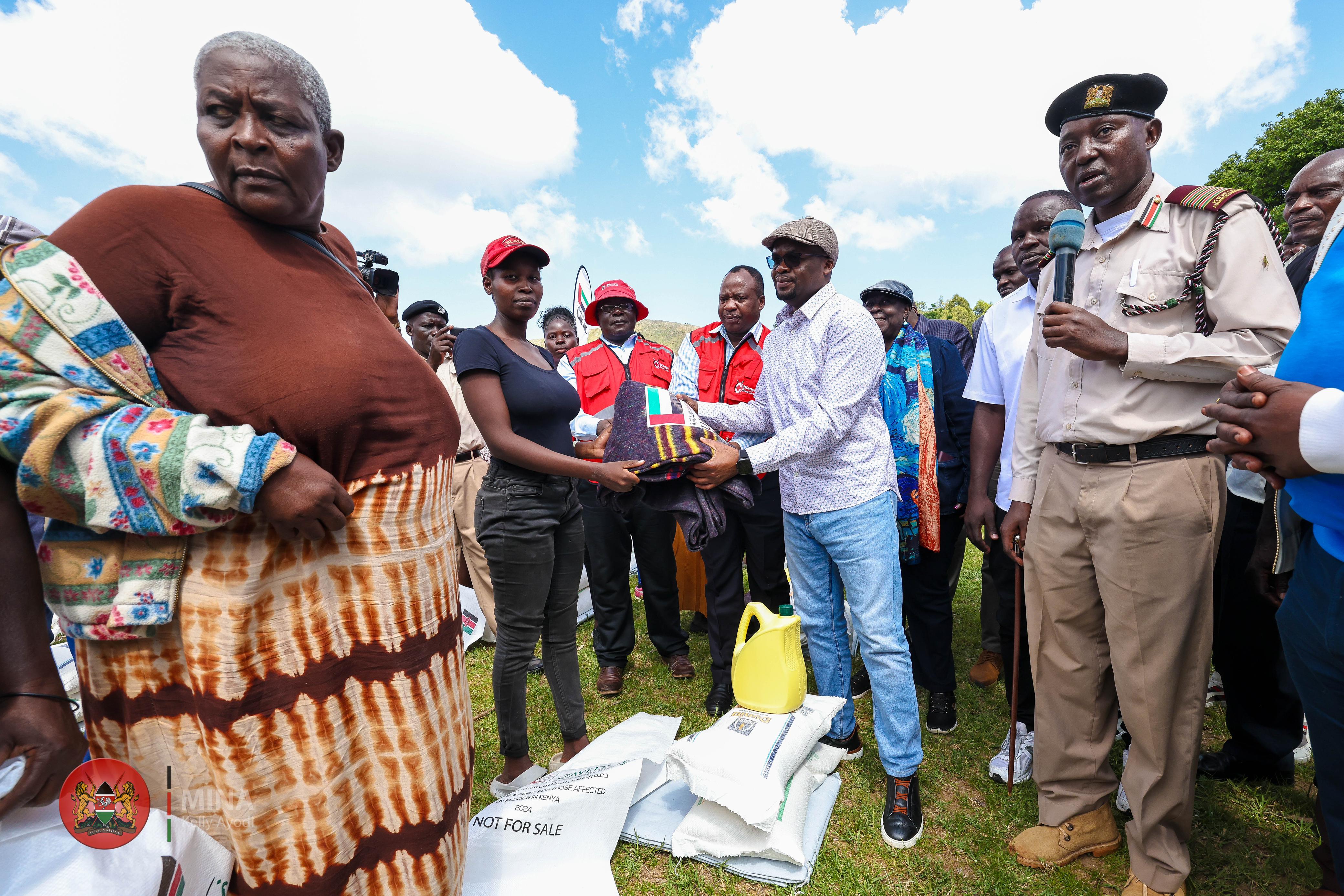 Internal Security and National Administration Principal Secretary Raymond Omollo flanked by senior security officials. 