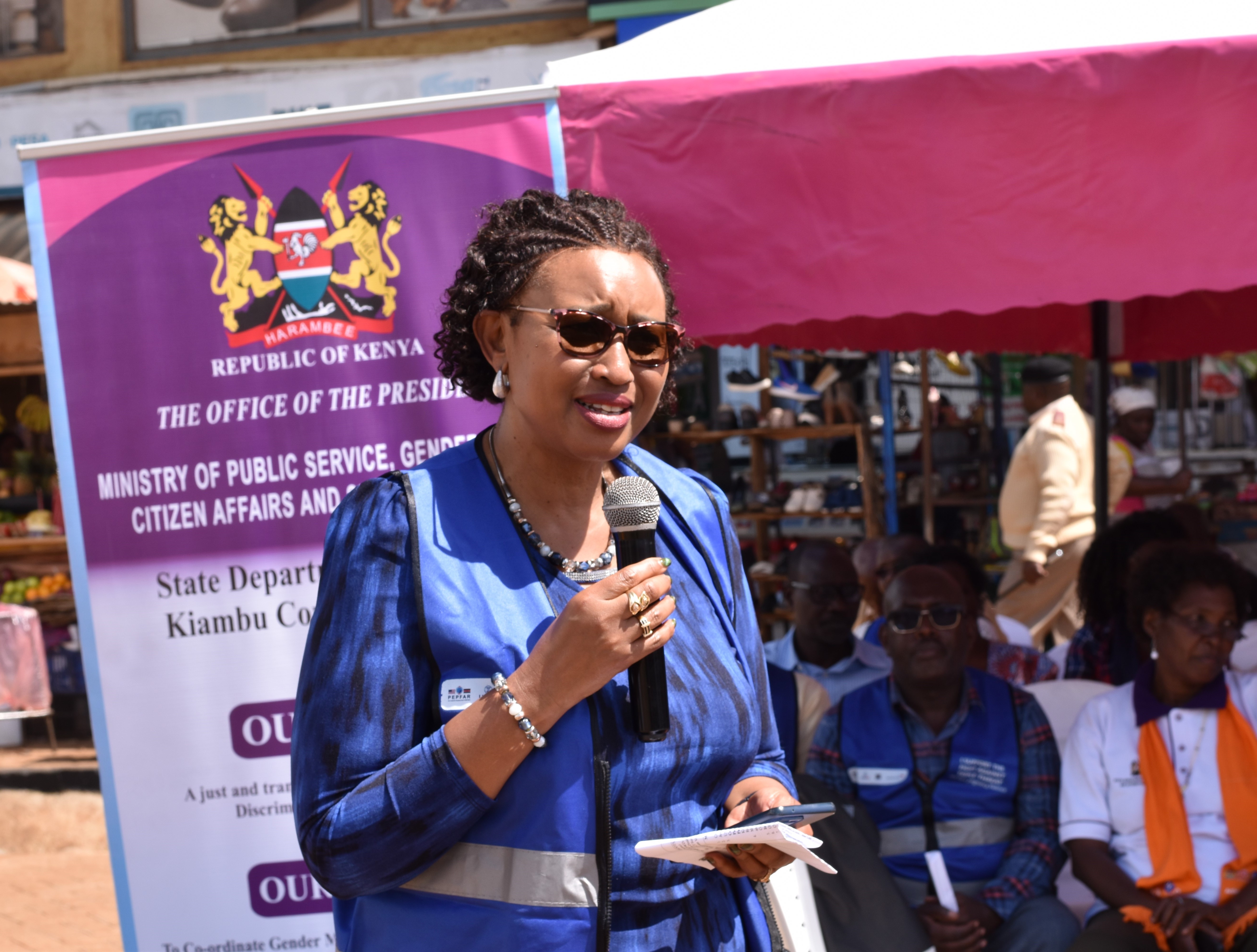 CECM for education, Gender, Culture and Social Service Nancy Gichung'wa at the launch of the 16 days of activism. Photo/ Sylvia Wanjohi and John Kariba