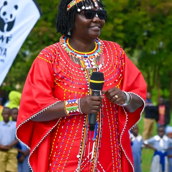 The Cabinet Secretary for East African Community, ASALs and Regional Development Beatrice Askul during the inauguration of the Oloitoktok Integrated Conservation and livelihood program