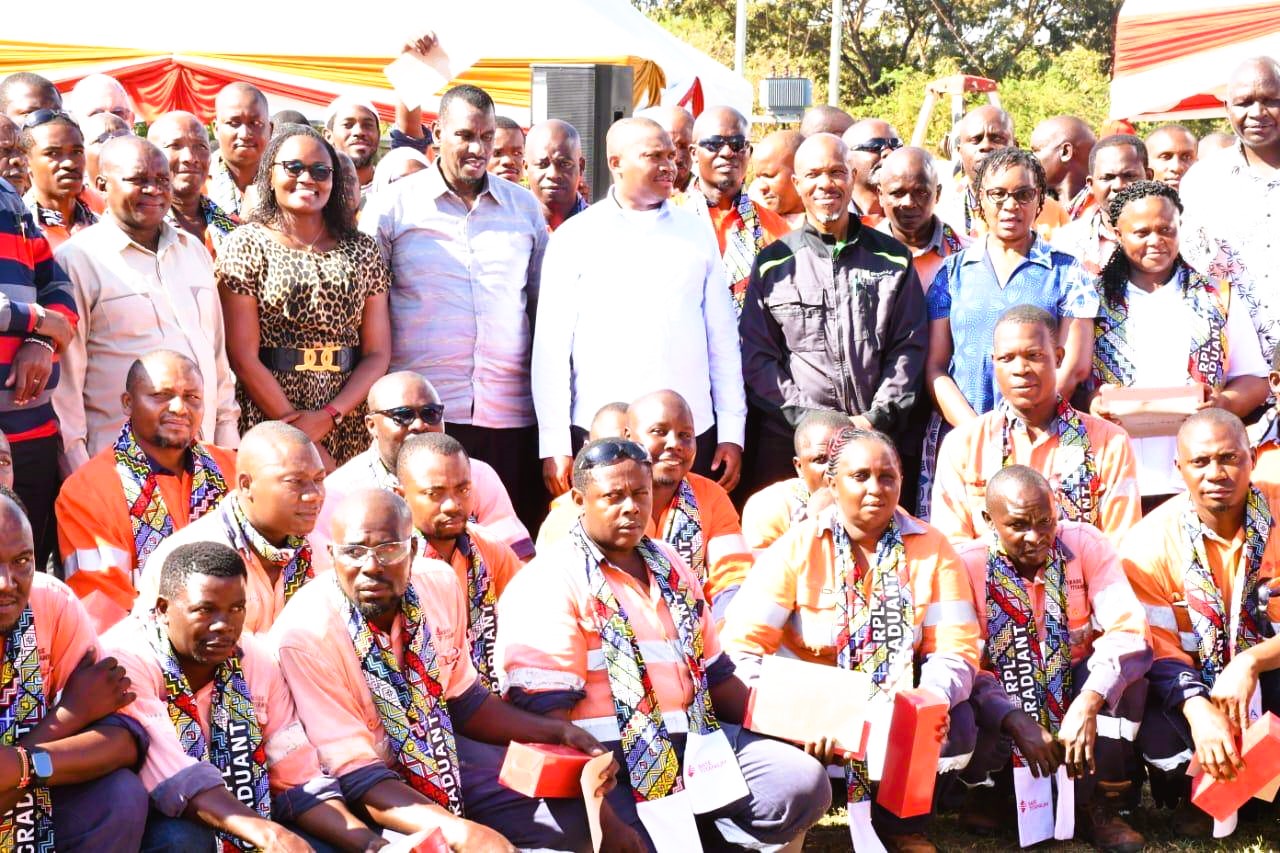 A section of the 120 Base Titanium highly staff who were issued with certificates under the RPL at Base Titanium’s Site in Kwale County