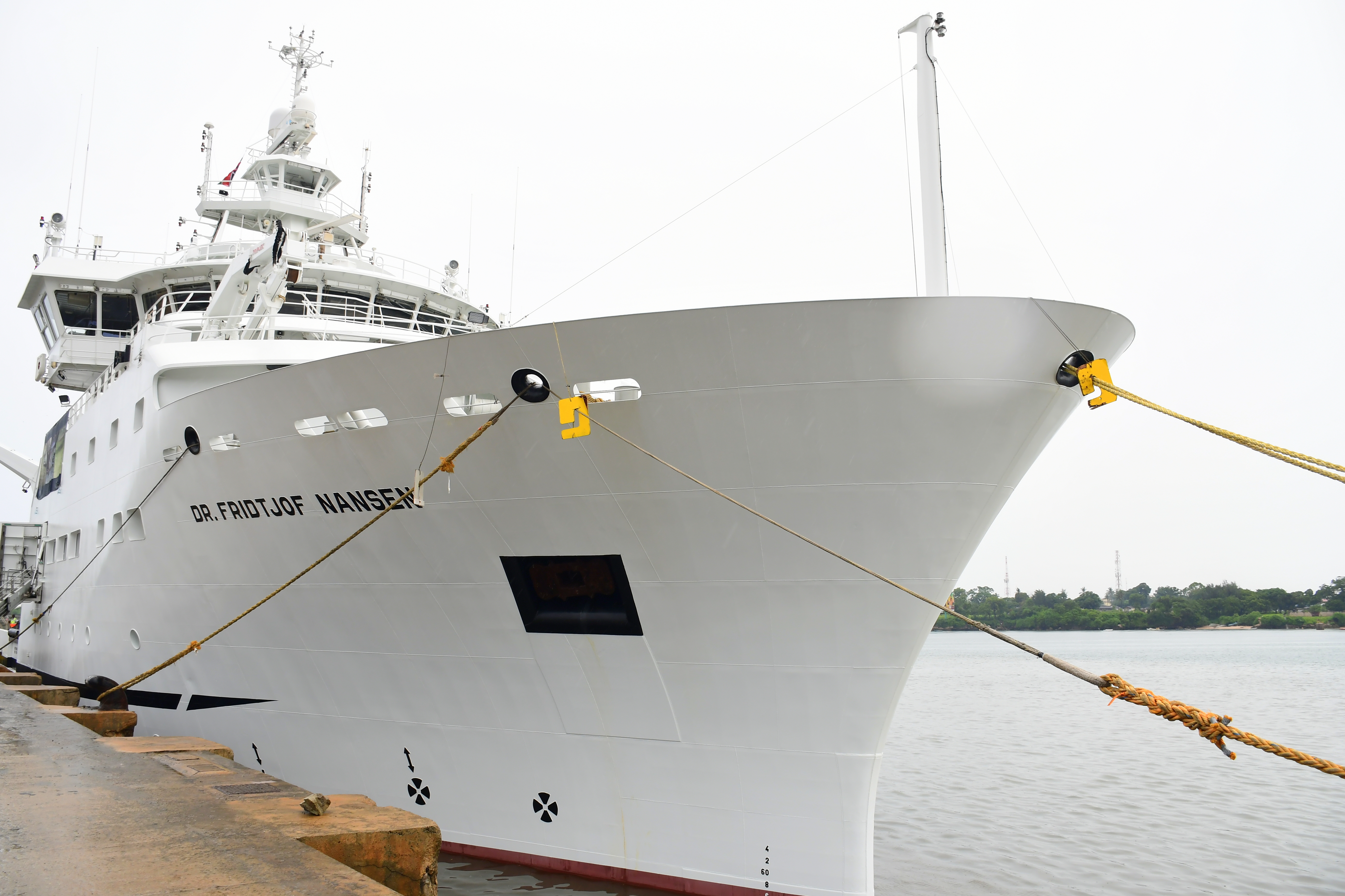 Dr. Fridtjof Nansen research marine vessel when it docked at the Mbaraki Wharf, Mombasa. 