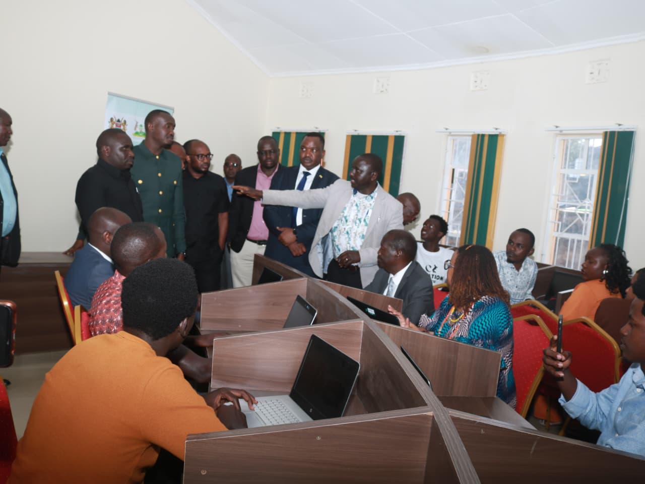 Baringo Governor Benjamin Cheboi taken through the services being offered at the Kabarnet One Stop Youth Centre within the County headquarter.Photo/Benson Kelio