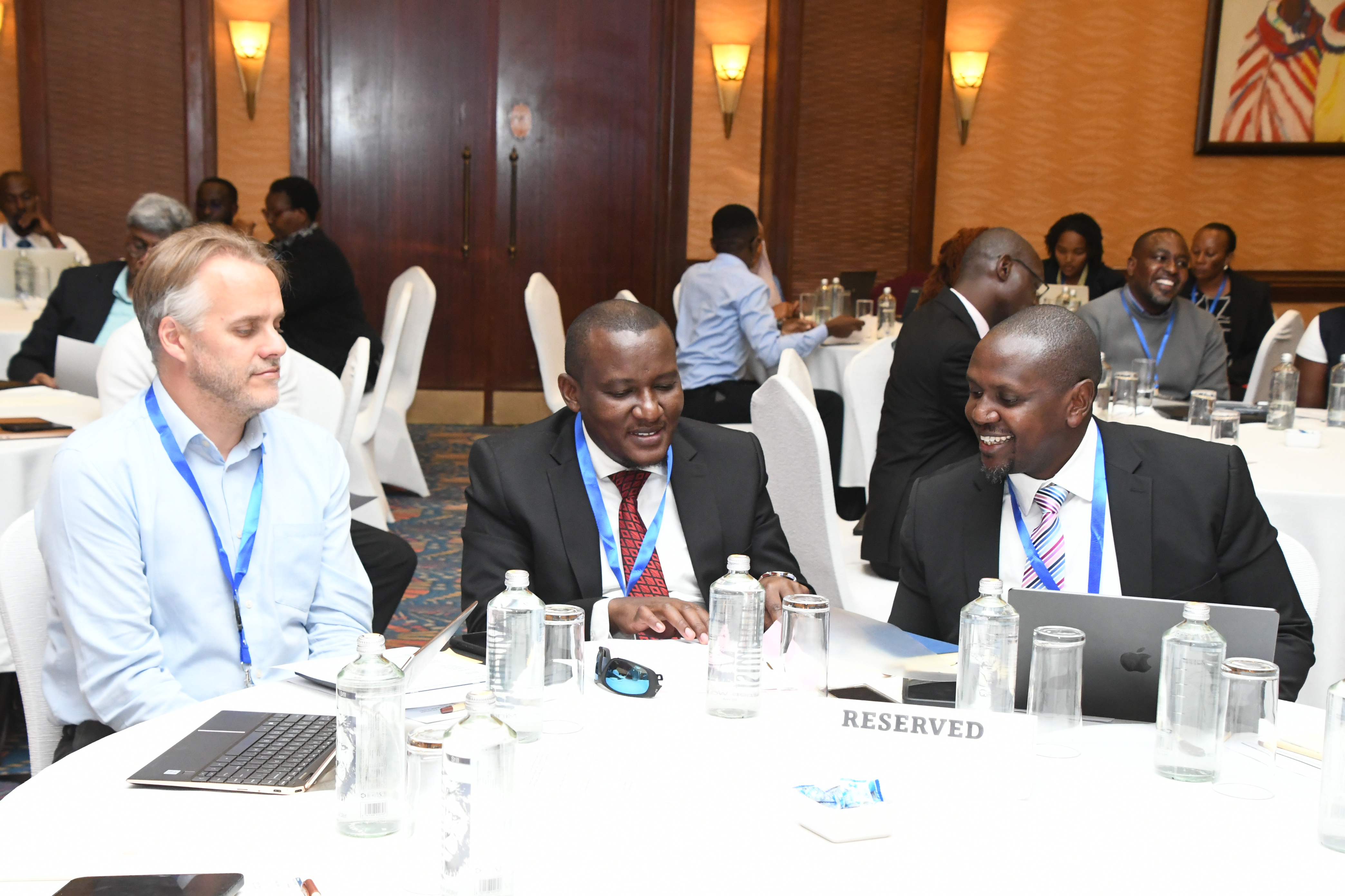 Principal Secretary for the State Department of Irrigation, CPA Ephantus Kimotho (center), Irrigation Secretary in-charge of Infrastructure, Eng. Vincent Kabuti (right) and the Lead Water Resources Management Specialist at the World Bank, Pieter Waalewijn 