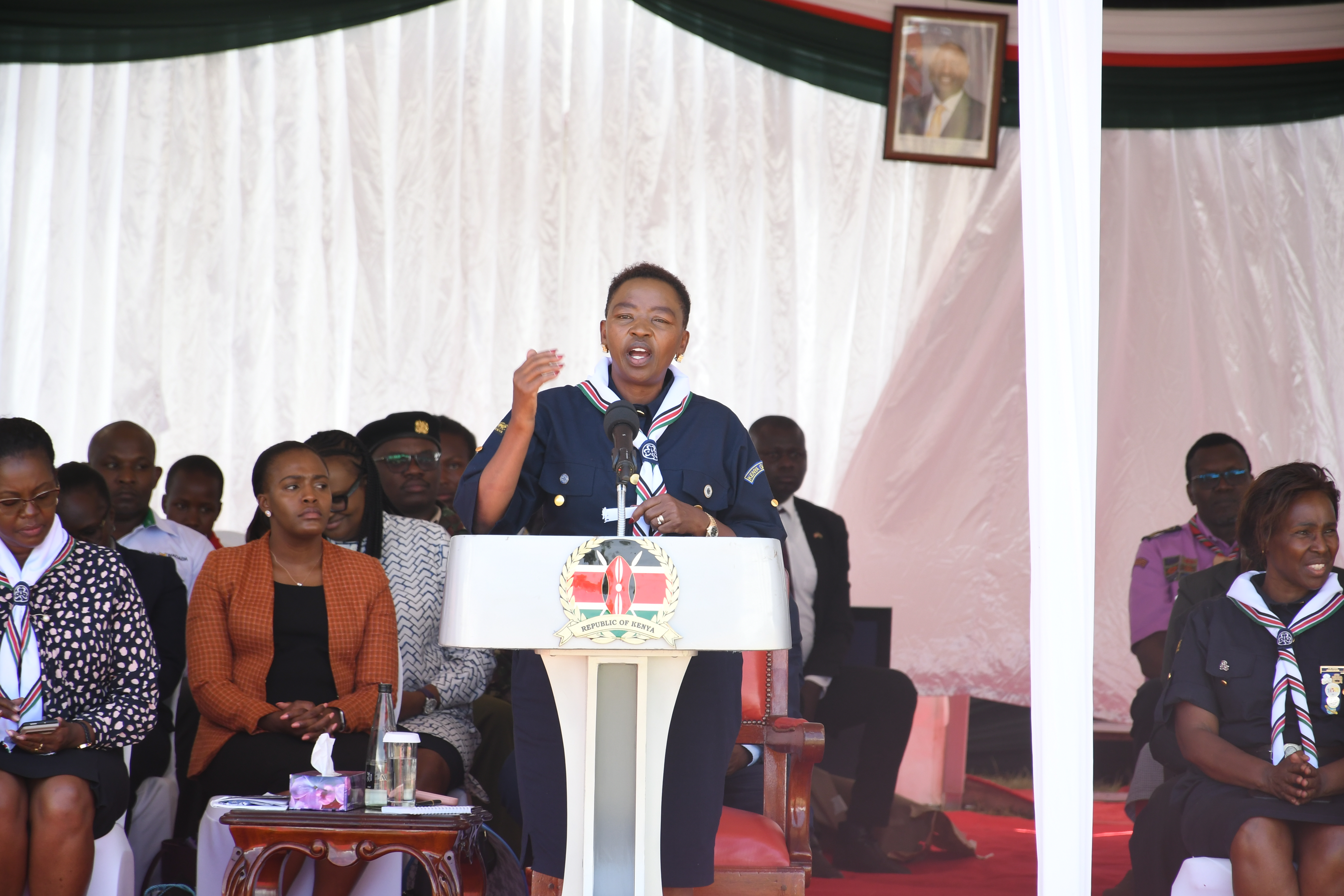  The First Lady Rachel Ruto, while addressing the  World Thinking Day fete.