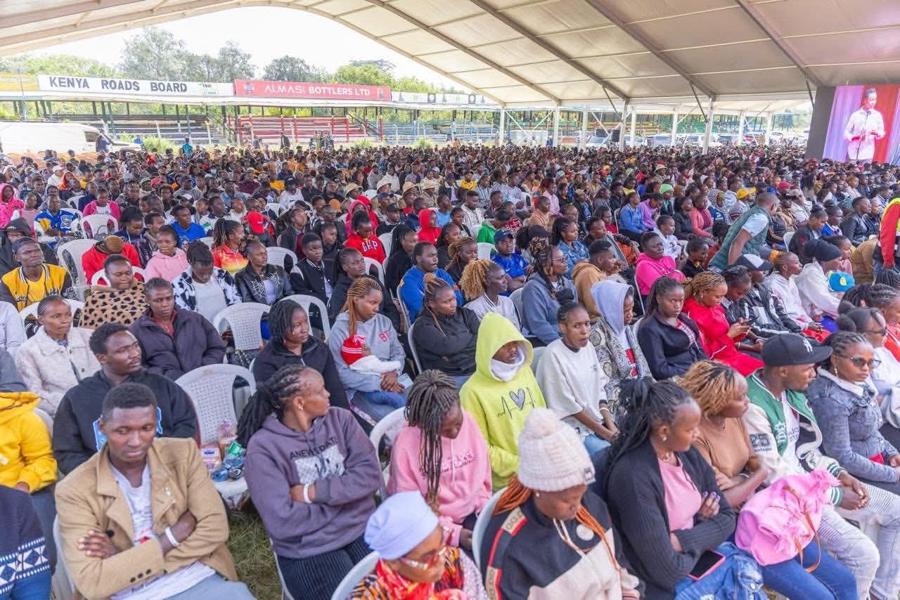 F2-Some of the youths who attended the National Youth Opportunities Towards Advancement (NYOTA startup capital forum at Kabiruini grounds. 