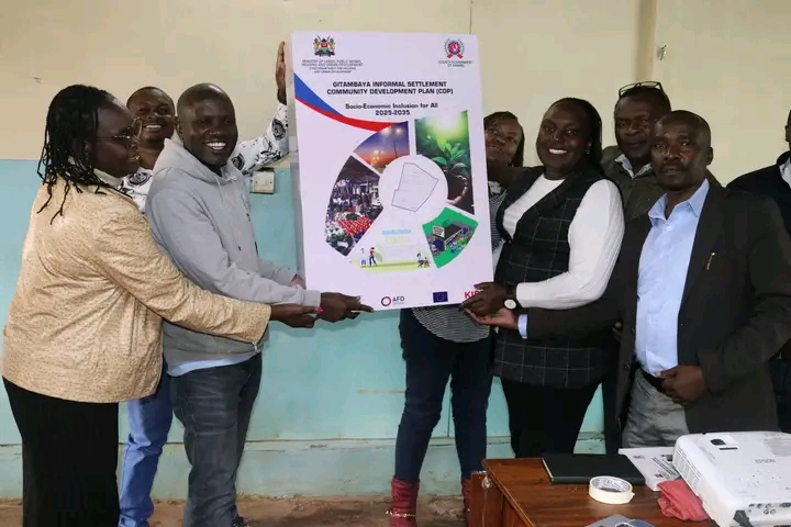 Residents of Gitambaya and Fort Jesus in Kiambu County during the launch of the 10-year Community Development Plan (CDP) aimed at improving their quality of life.