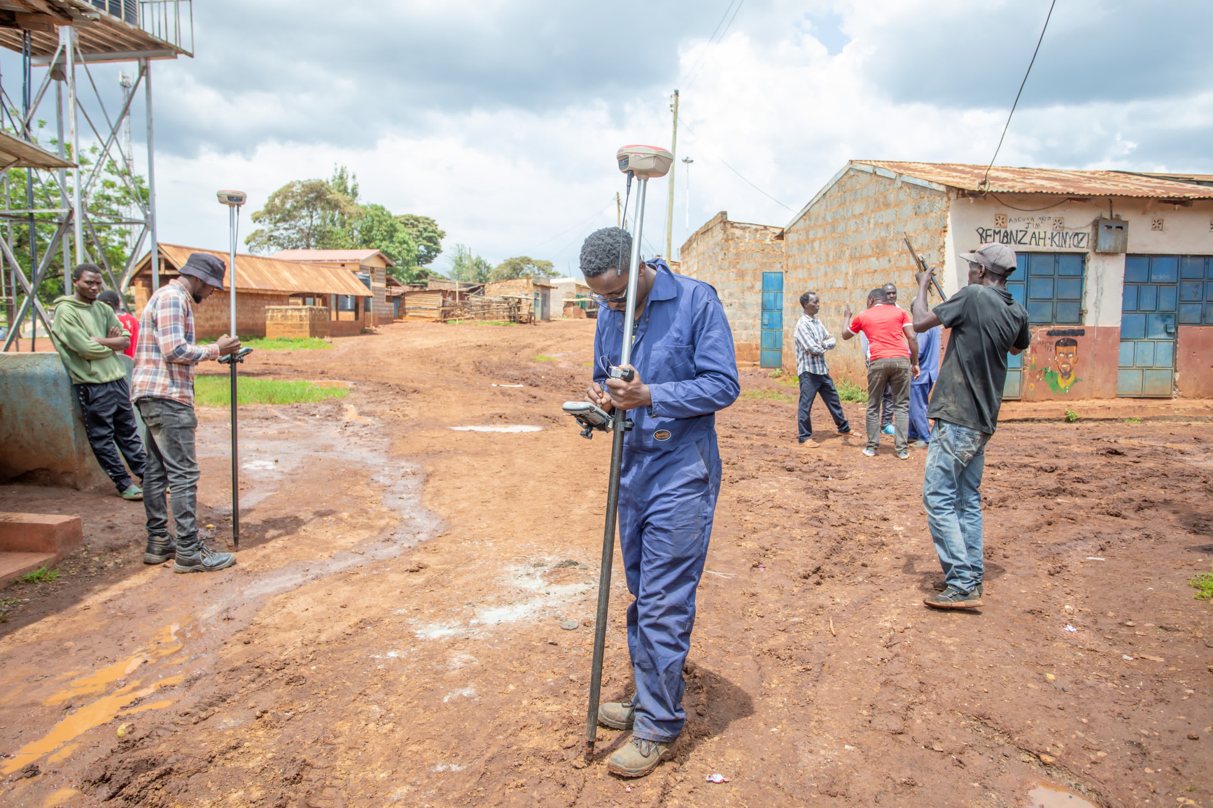 Staff from the County land department surveying the colonial villages in Kirinyaga.