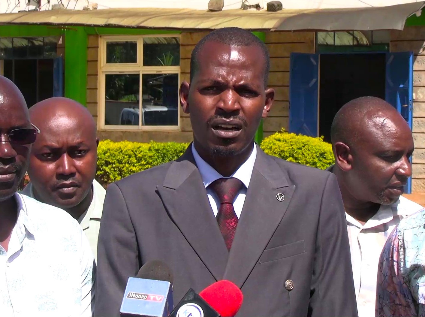 Calbert Njeru, Kirinyaga CEC Member for Cooperatives and Trade, addressing media at Kirima Dairy Society.