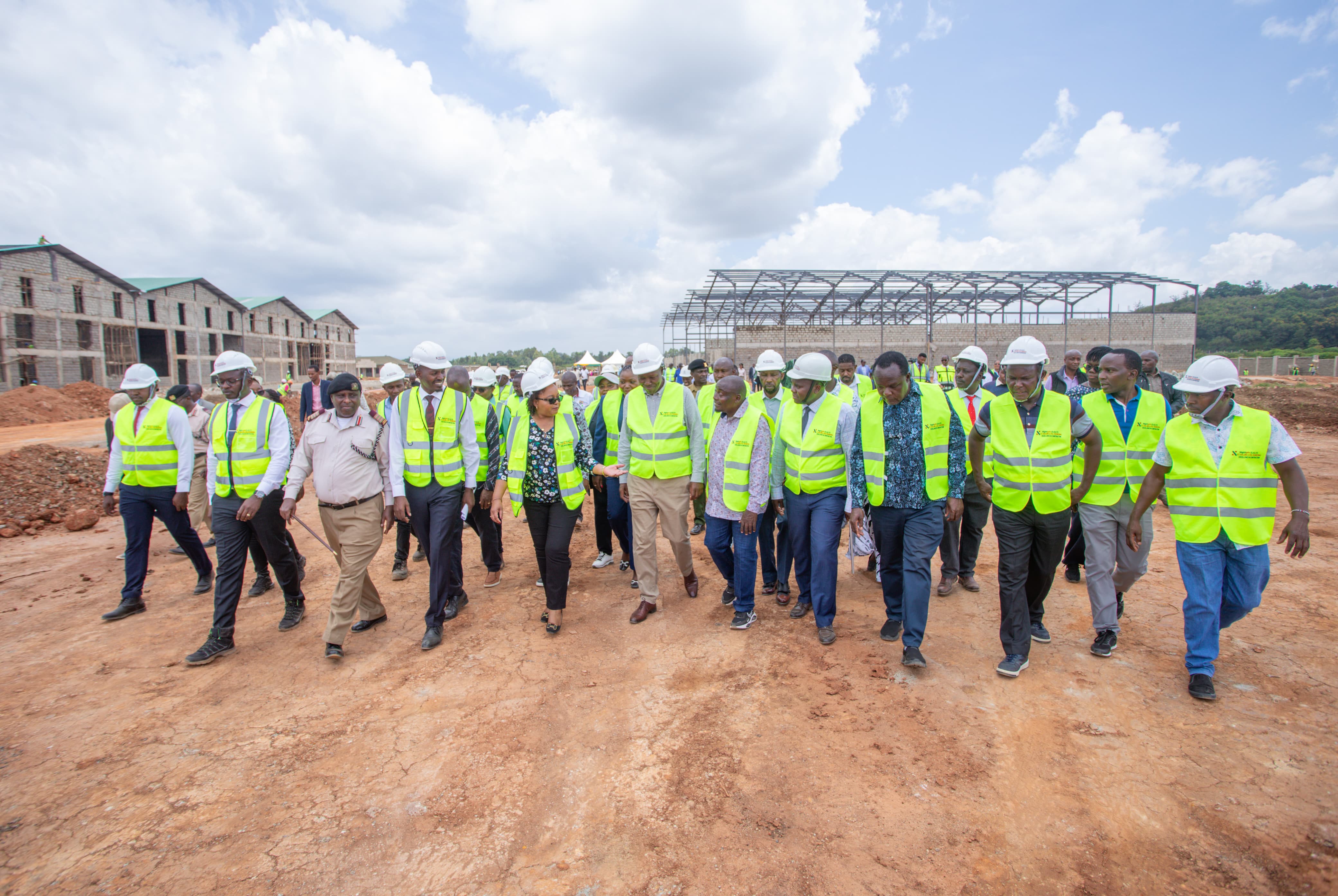 Trade CS Lee Kinyanjui, Governor Anne Waiguru and other government officials inspect the ongoing project