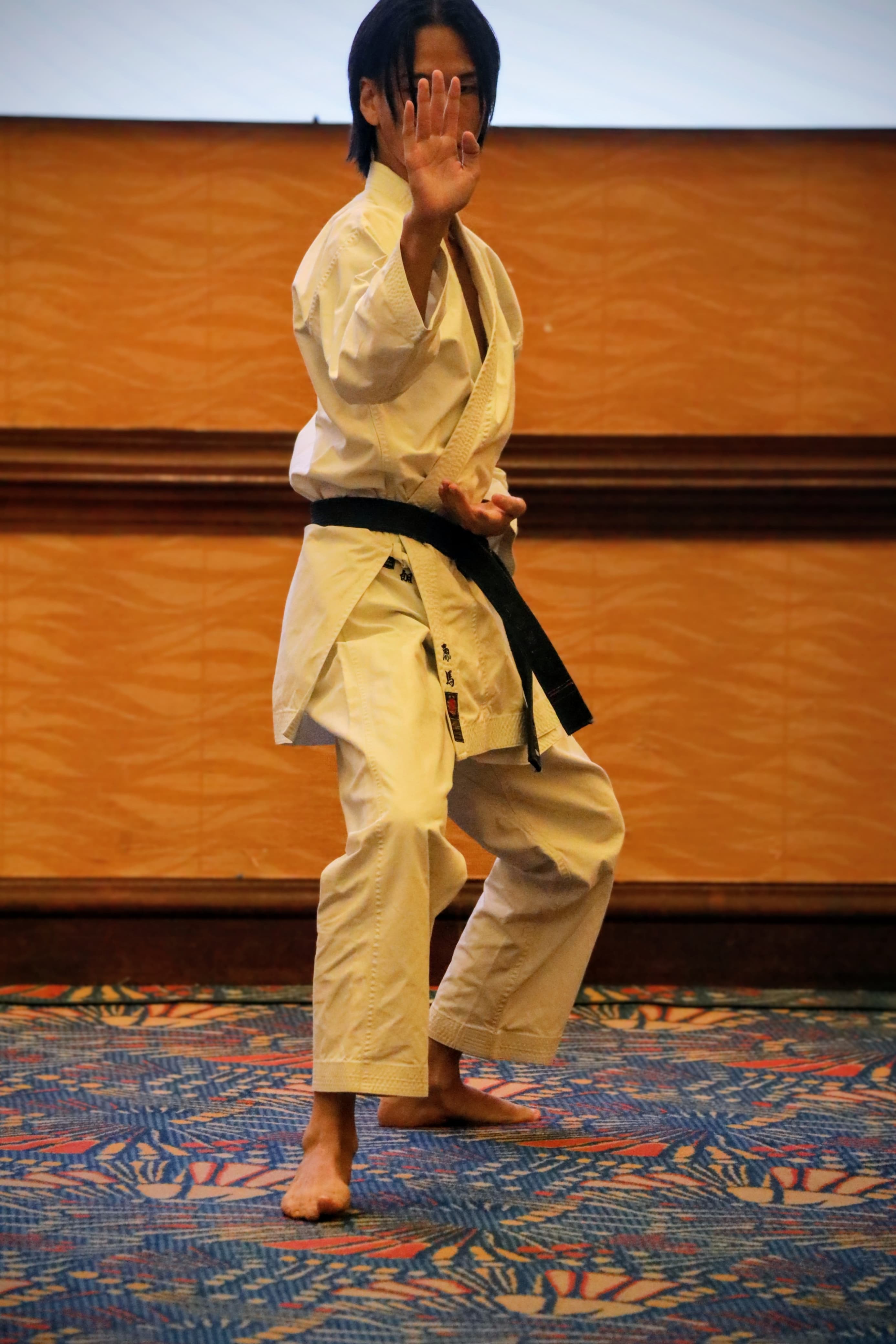 A Japanese martial artist demonstrating Karate during the Japan International Cooperation Agency (JICA) Volunteer programme 60th Anniversary at a Nairobi hotel