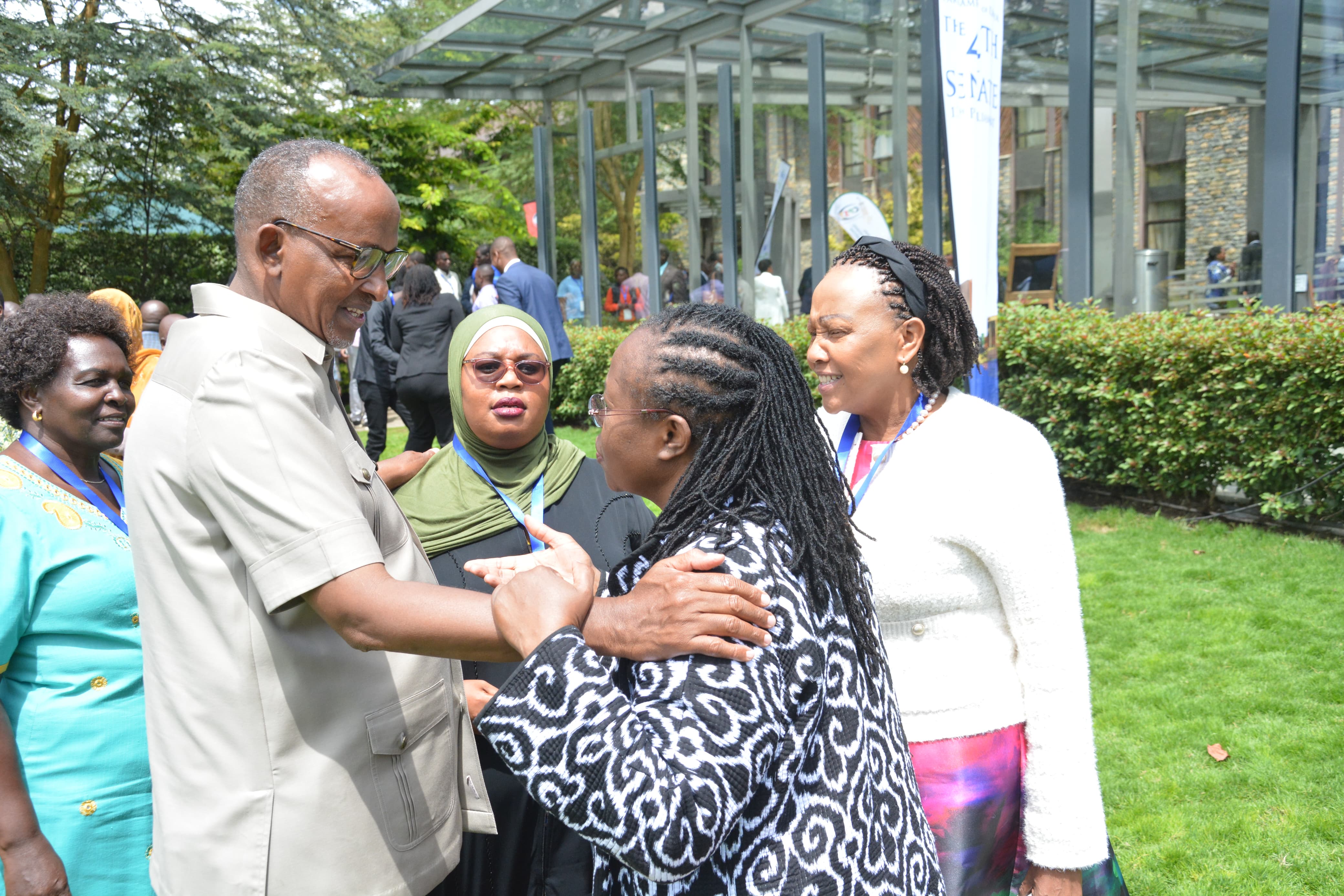 Health Cabinet Secretary Adan Duale engages Senators in the sidelines of a Senate engagement in Naivasha 
