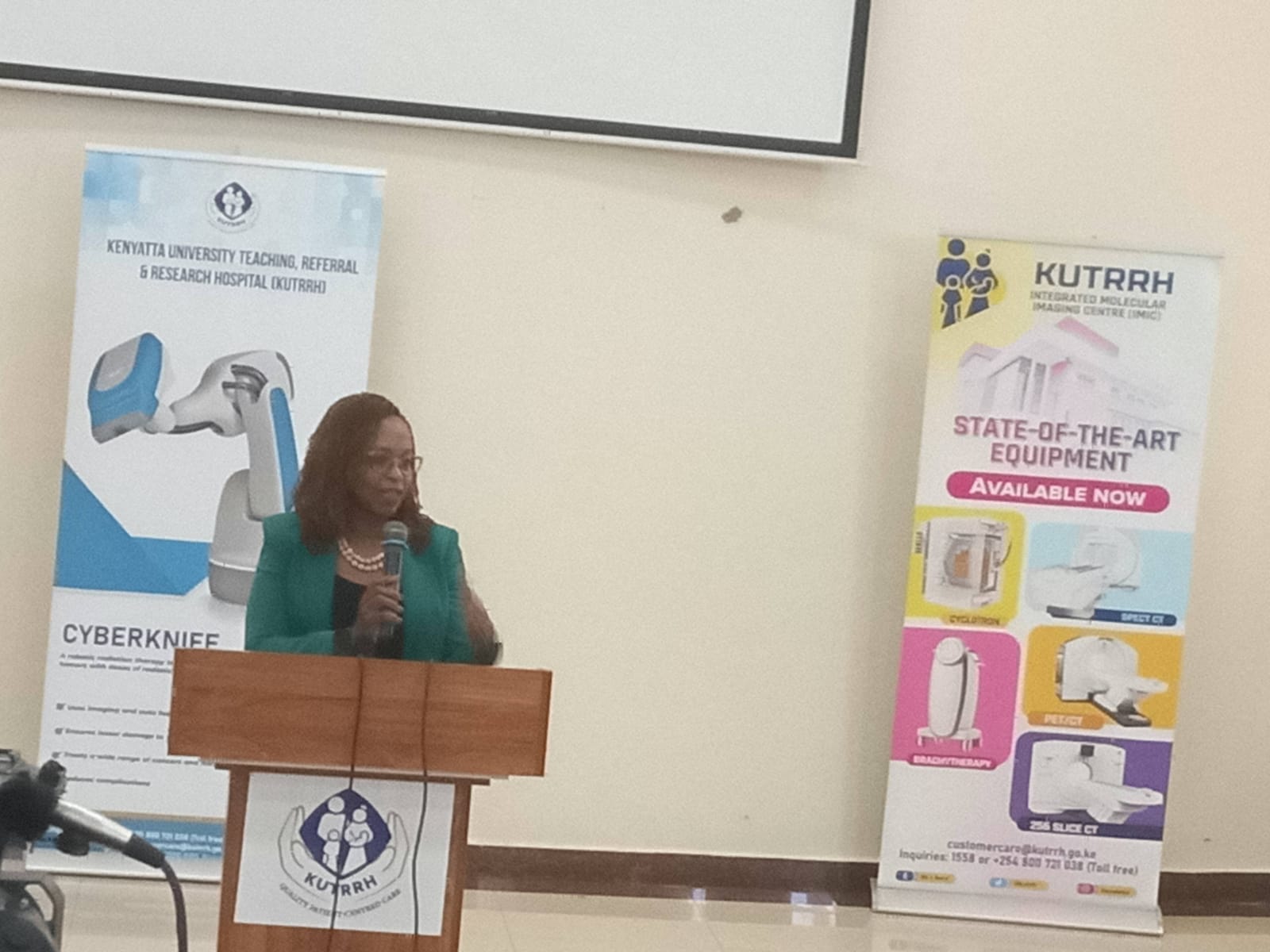 Dr Caroline Ngugis addressing stakeholders during the opening of a gender based clinic at the facility today 