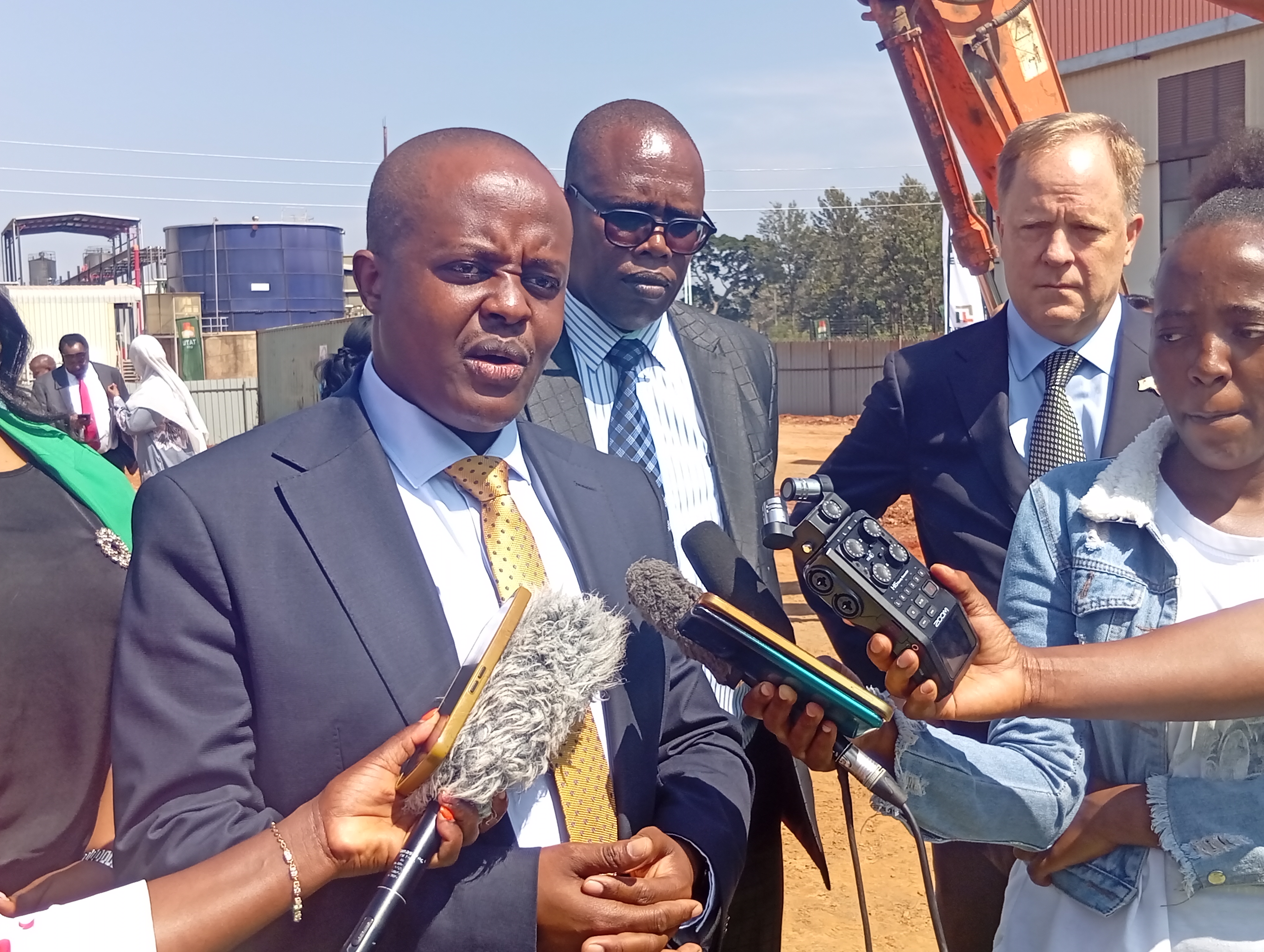 The Kenya Investments Authority CEO John Mwendwa  addressing the press during the groundbreaking of  Phase 2 of The Link Warehousing and Logistics Park  within Tatu City in Ruiru, Kiambu County.