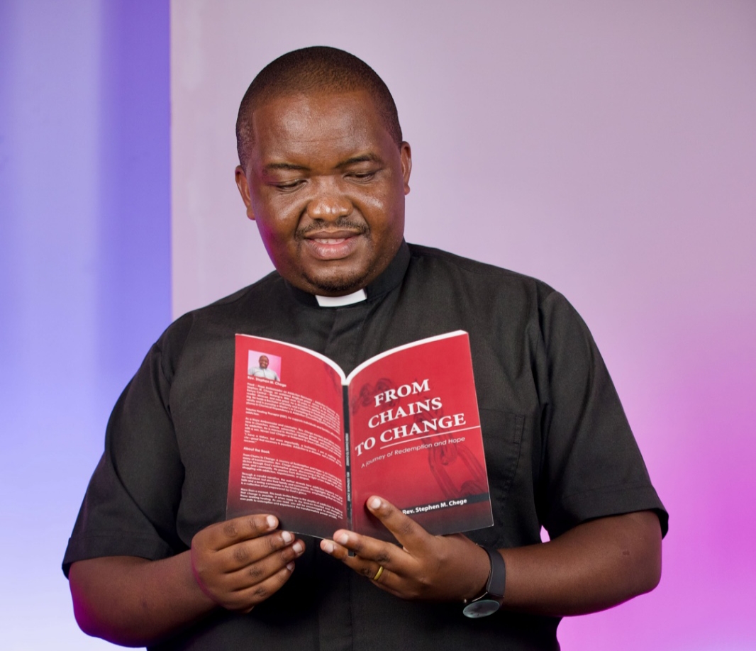 Rev. Stephen Chege during the launch of his book: From Chains to Change 