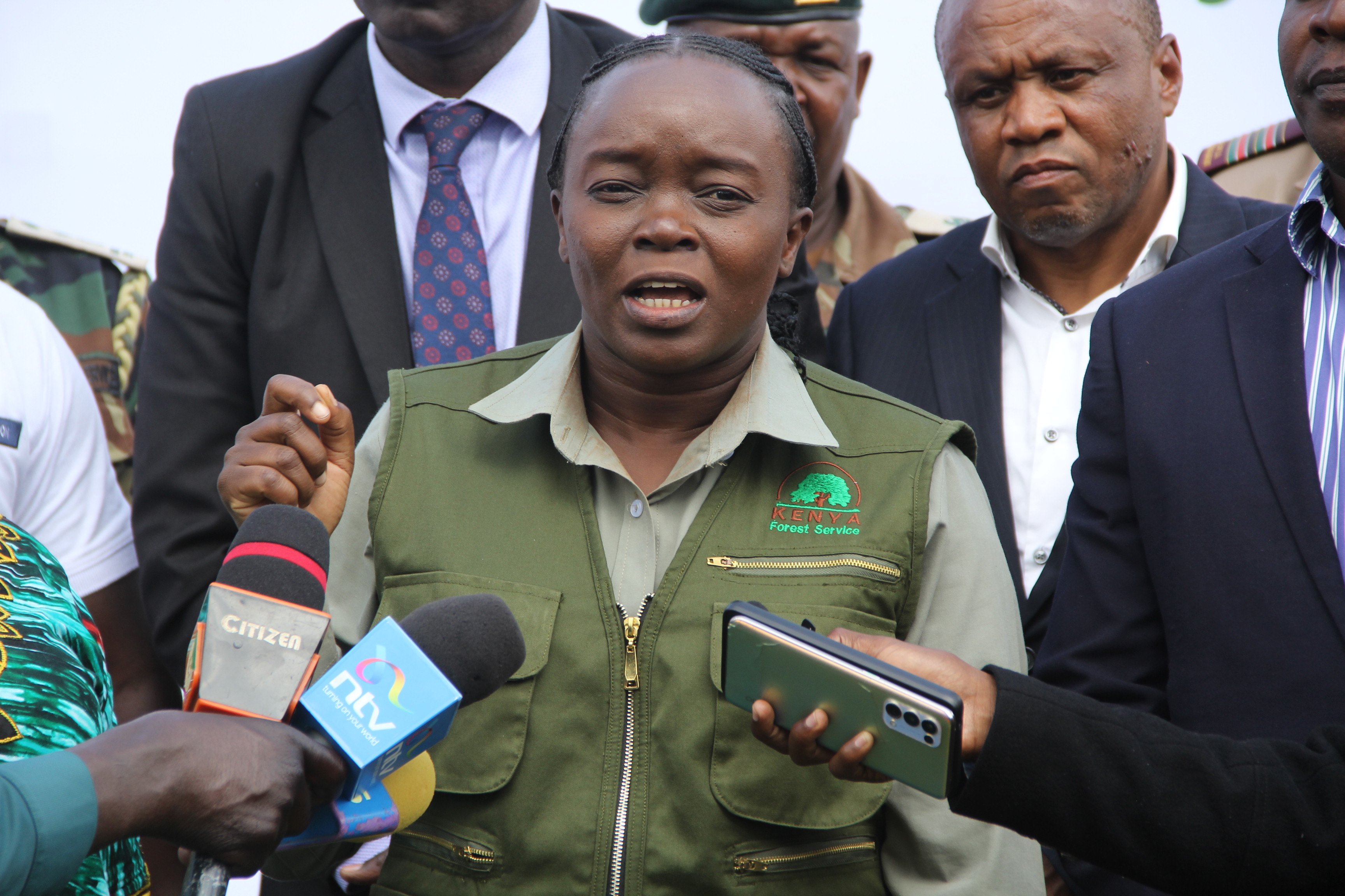 Cabinet Secretary (CS) Ministry of Environment,  Climate Change and Forestry, Dr. Deborah Mulongo  Barasa speaking during a tree growing event at  Wareng High School, Eldoret, Uasin Gishu County.