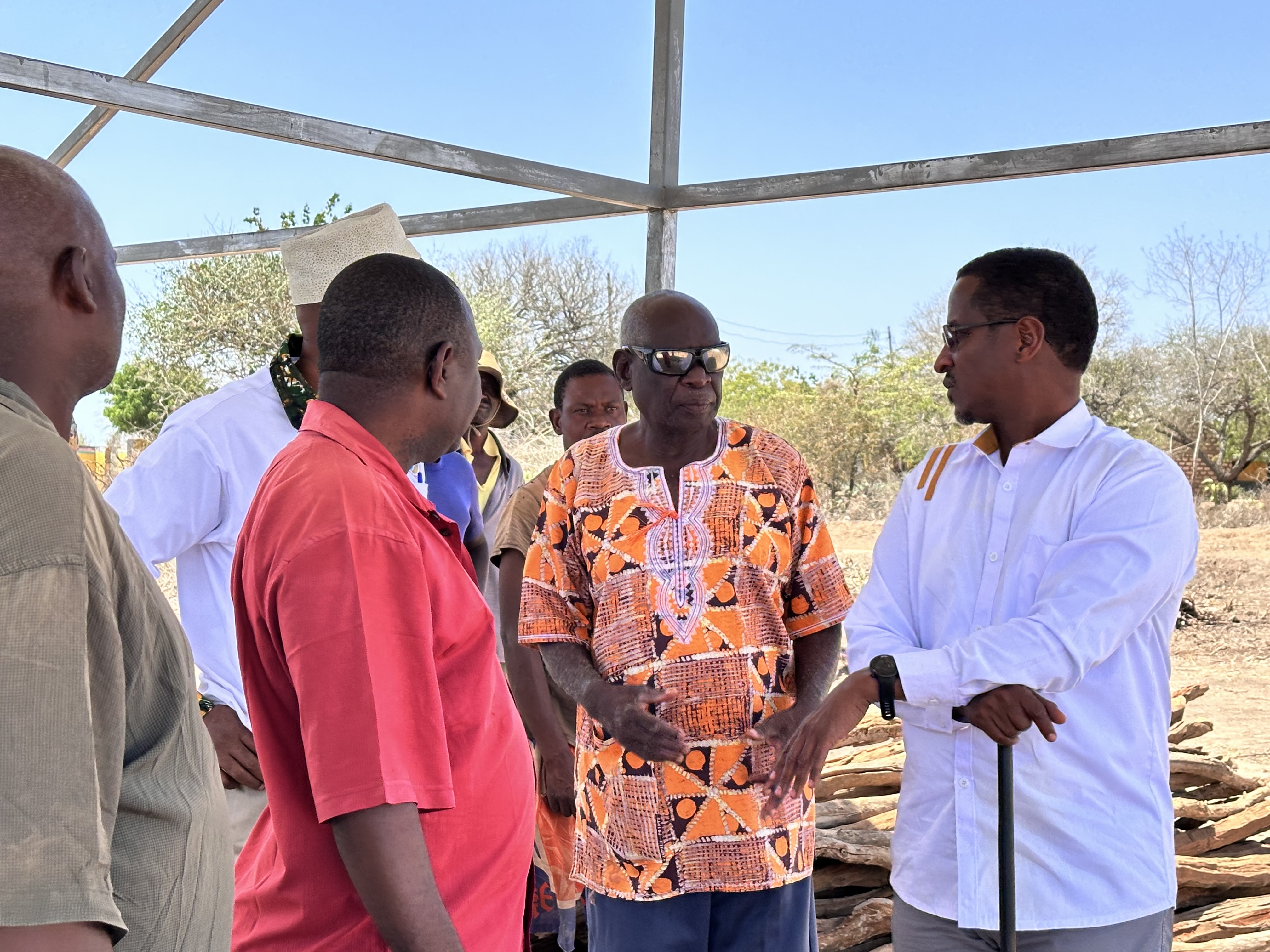 NDMA Chief Executive Officer Aden Hared inspects sections of the Taru–Roka–Egu–Kwa Kalinga Water Pipeline Extension Project during a site tour in Mackinnon Road Ward, Samburu Sub-County, Kwale County.