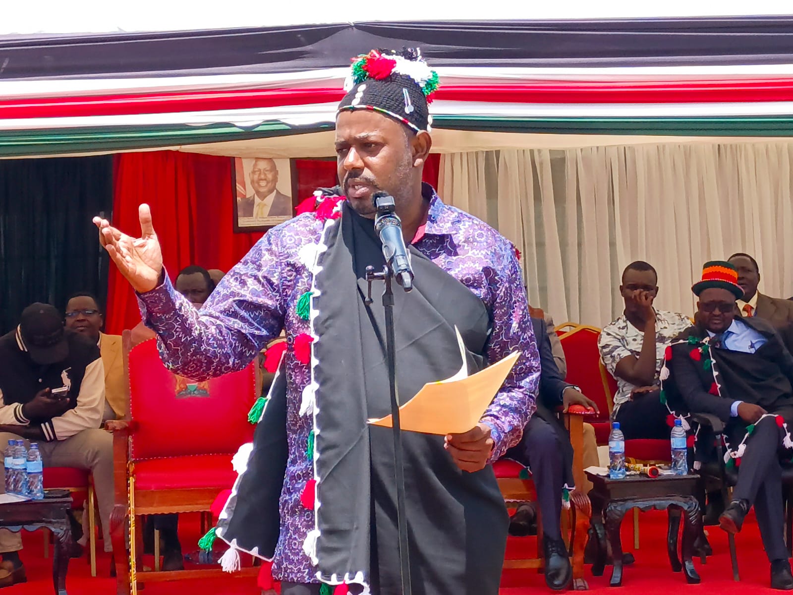 Principal Secretary Abubakar Hassan Abubakar addressing the crowd at the ceremony held at the Governor’s residence in Kapenguria.