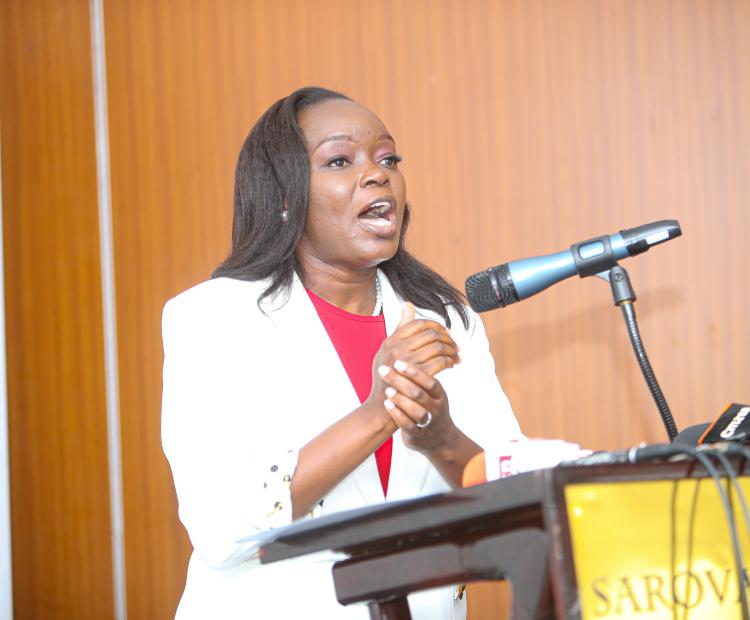 Health Dr. Debora Barasa addressing the press and health officials at a Nairobi hotel on September 18