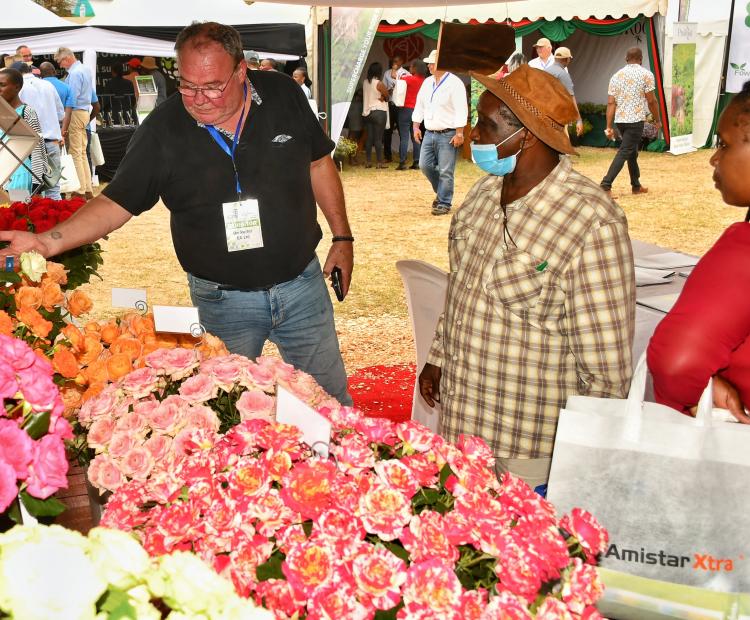 Farmers drawn from across the country tour a flower themed exhibition showcasing  the latest innovations in the industry