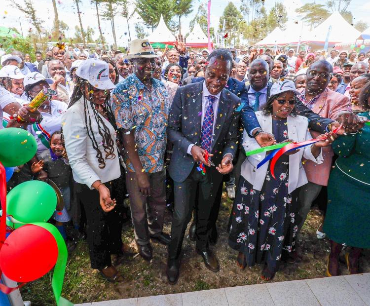 Governor Kimani Wamatangi launching the new ECDE Model centre at Gitiha, Githiga Ward in Githunguri.