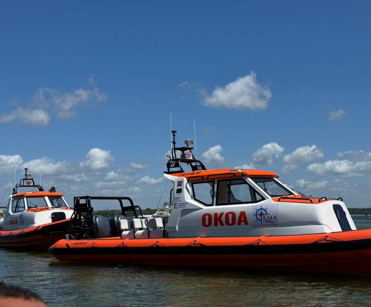 One of the Search and Rescue boats donated by the European Union