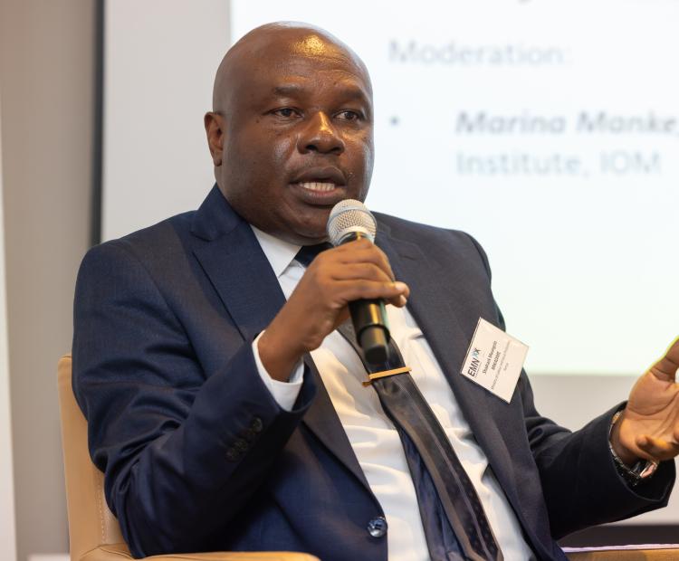 Labour and Skills Development Principal Secretary, Shadrack Mwadime addresses the EMN Austria National Conference 2024 in Vienna.