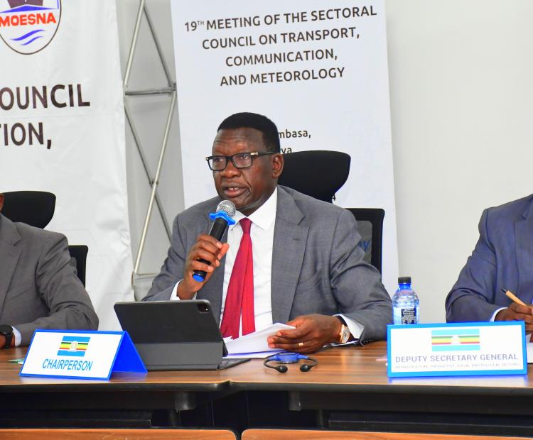 Cabinet Secretary (CS) for Roads and Transport, Davis Chirchir (c), chairs the 19th meeting of the Sectoral Council on transport, communication and meteorology in Mombasa. Photo/Andrew Hinga