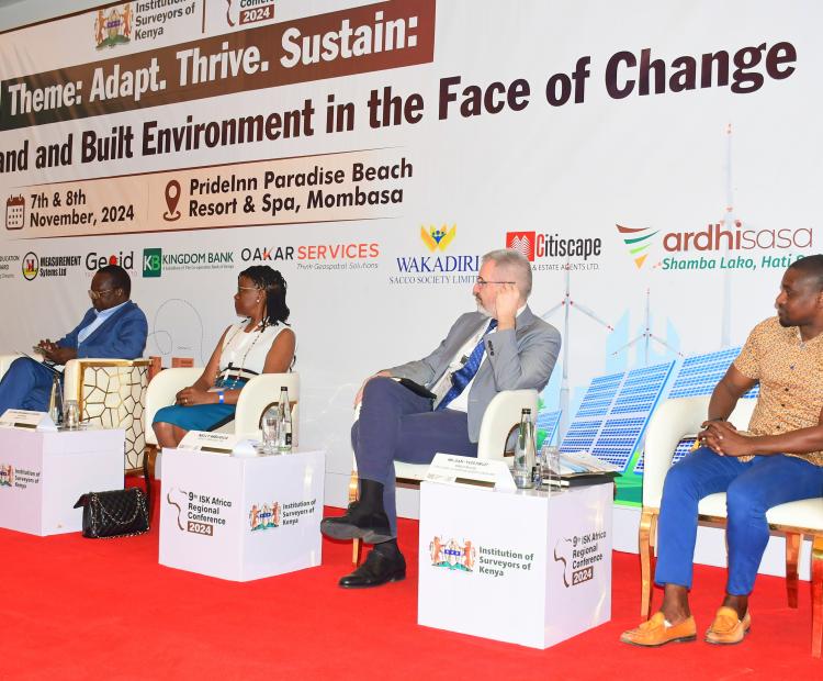 Panelists during deliberations at the 9th Institute of Surveyors of Kenya (ISK) conference, Mombasa. Photos/Andrew Hinga