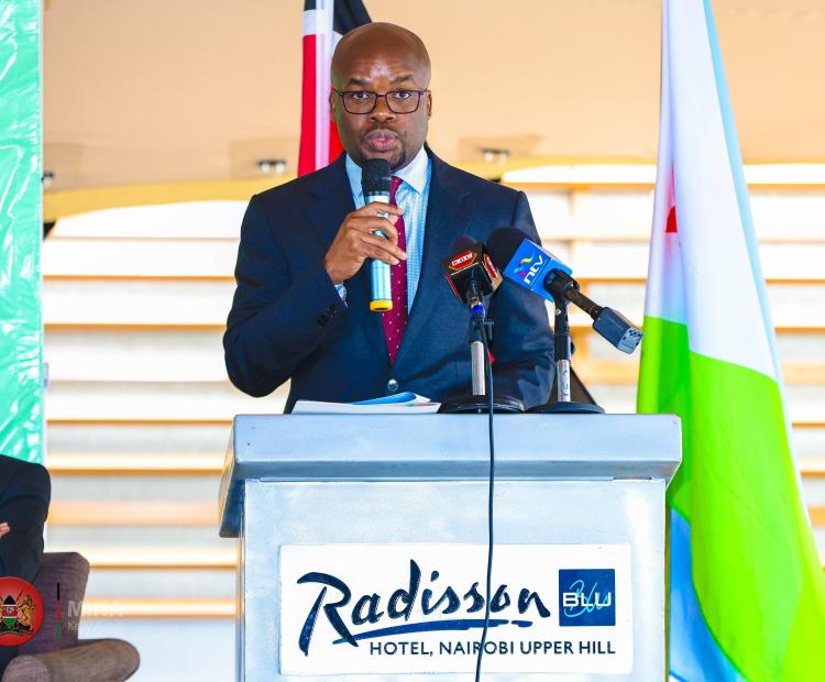 Principal Secretary for Interior and National Administration Dr. Raymond Omollo speaking during the 15th RECSA Technical Advisory Committee meeting on Small Arms and Light Weapons held in Nairobi.