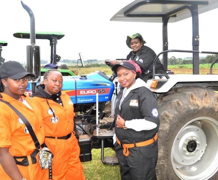 Some of the women farmers being trained on mechanized farming.